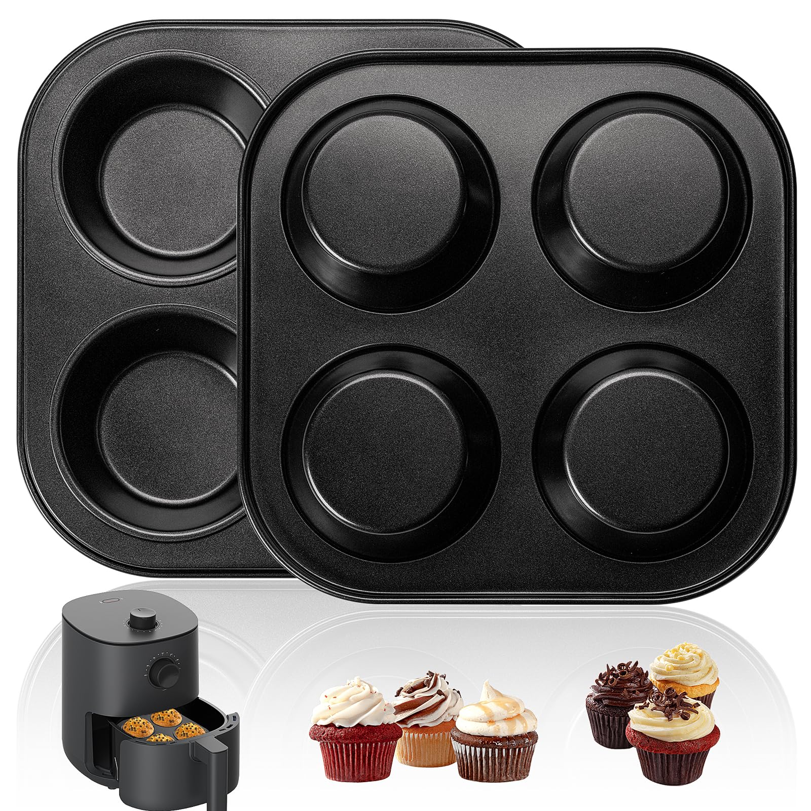 DHMHD Air Fryer Muffin Pan 2 Pack Cupcake Molds Nonstick Carbon Steel Baking Pan for Small Oven Toaster Oven Countertop Oven #LDH0818X061