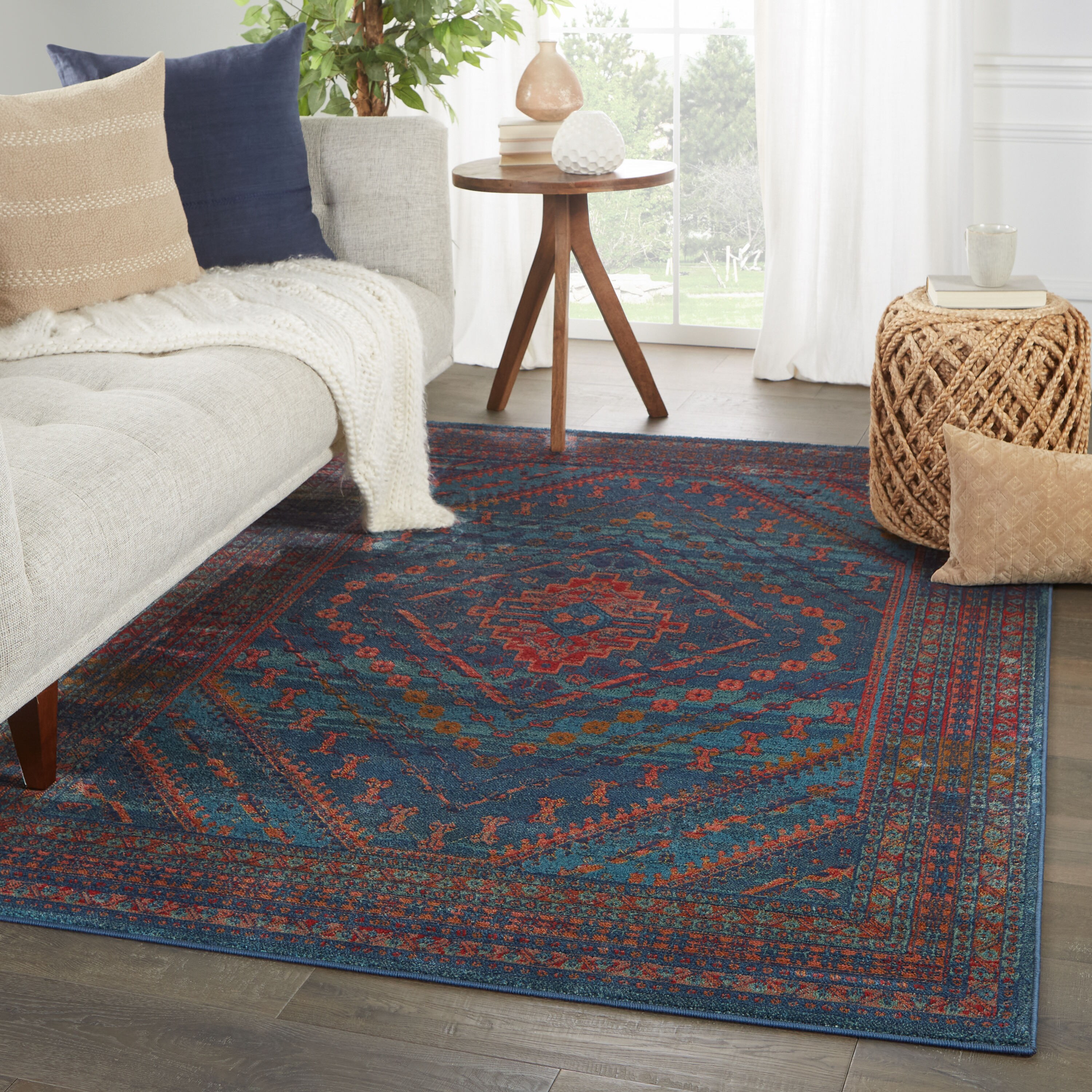 Jaipur Living RUG148502 Prisma 5 X 8 (ft) Blue/Red Indoor Medallion Bohemian/Eclectic Area Rug
