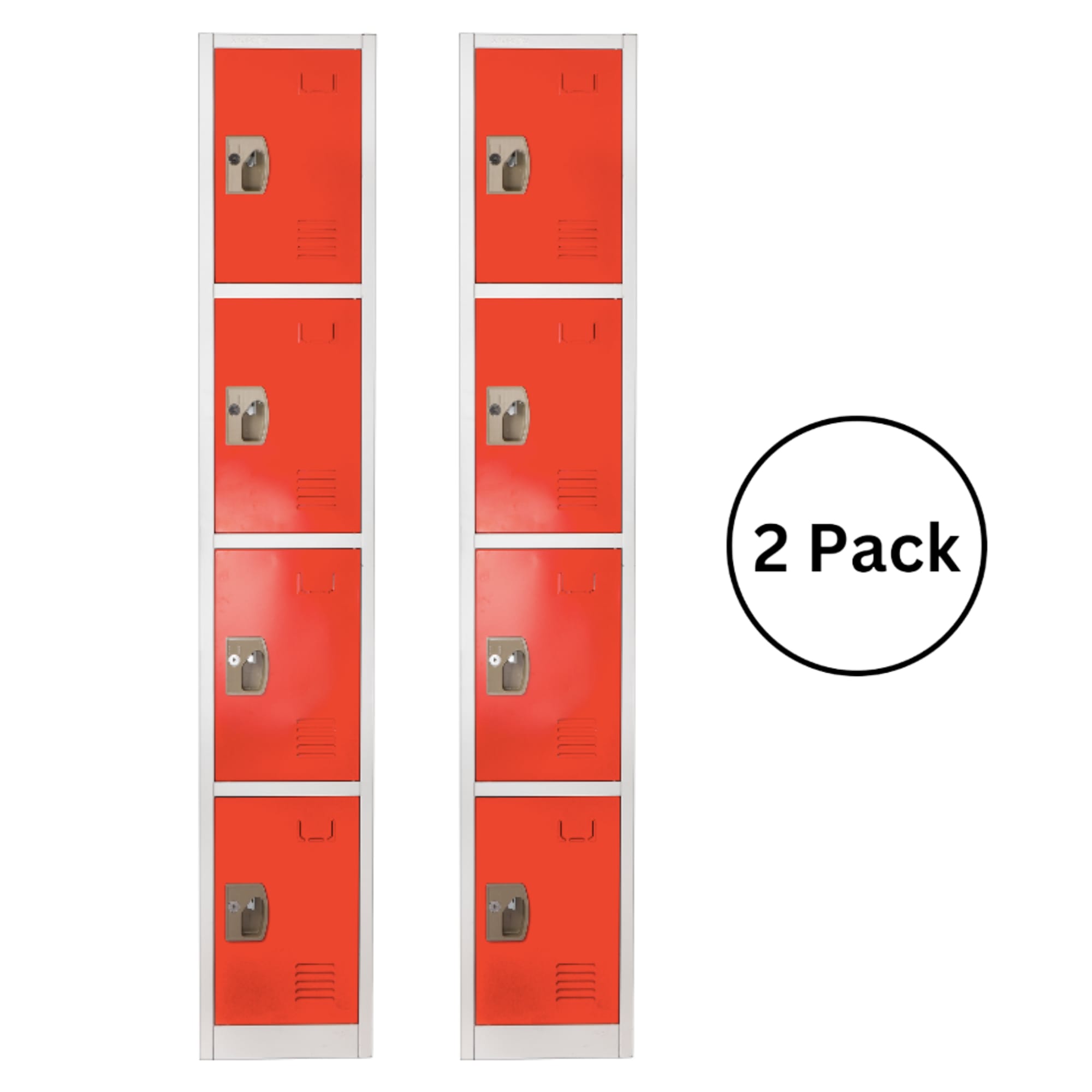 AdirOffice 72" Red Steel 4-Tier Key Lock Storage Locker Set