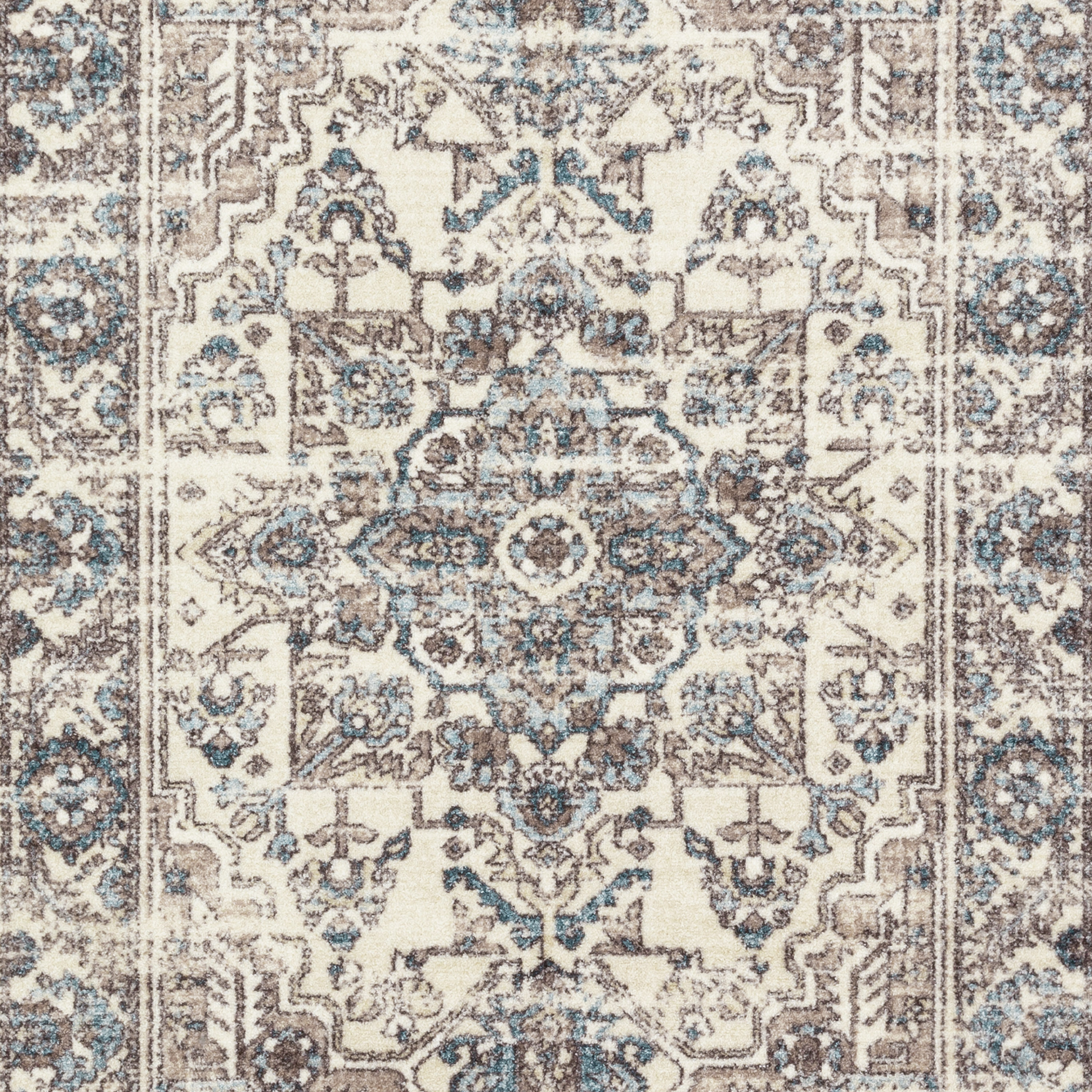 Blue and Beige Tufted Washable Synthetic Kids Rug 5' x 7'