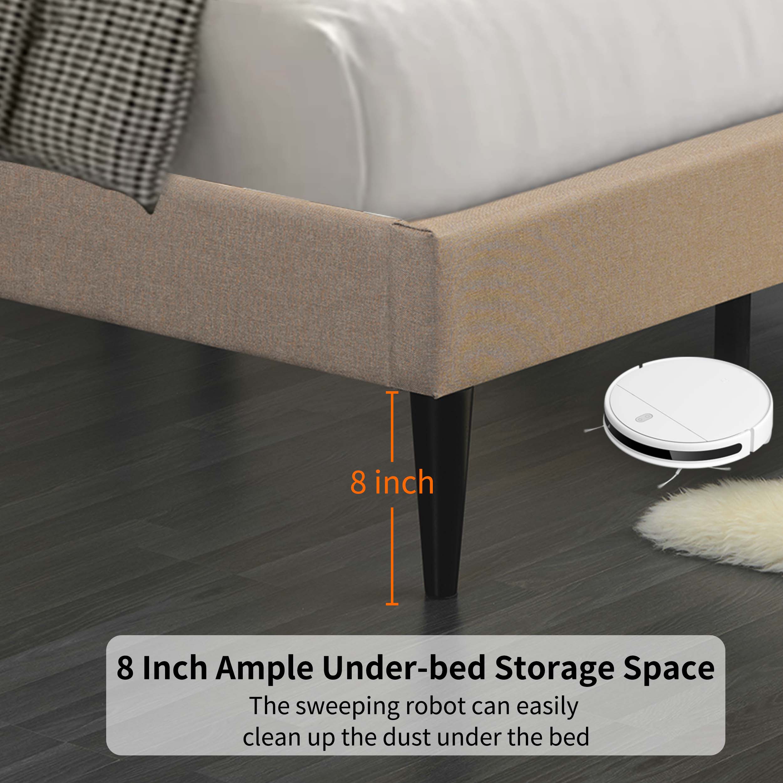 prilinex Beige Full Wood Bed Frame in the Beds department at