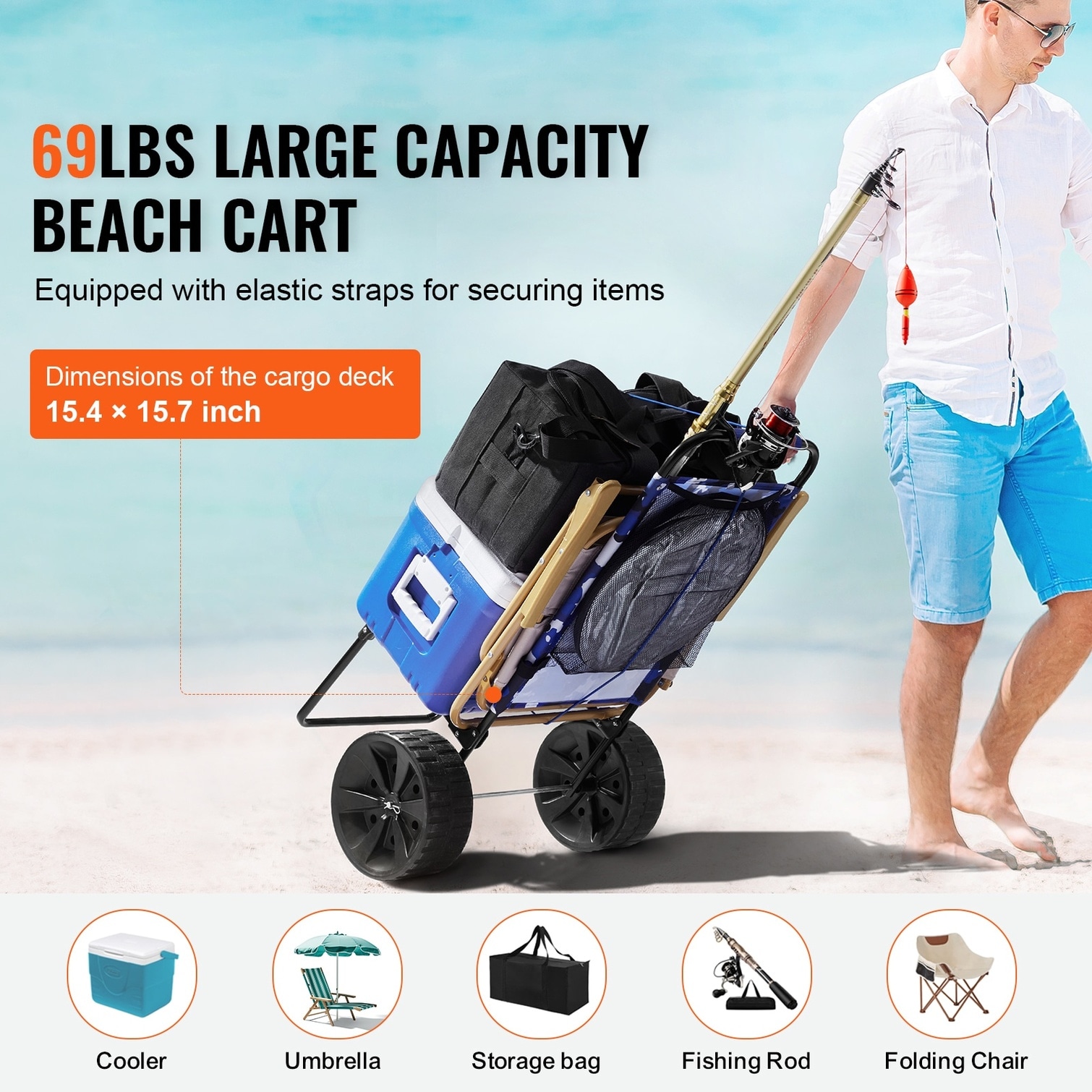 chillscreamni Hand Trucks and Dollies - Iron Folding Beach Cart with 10 ...