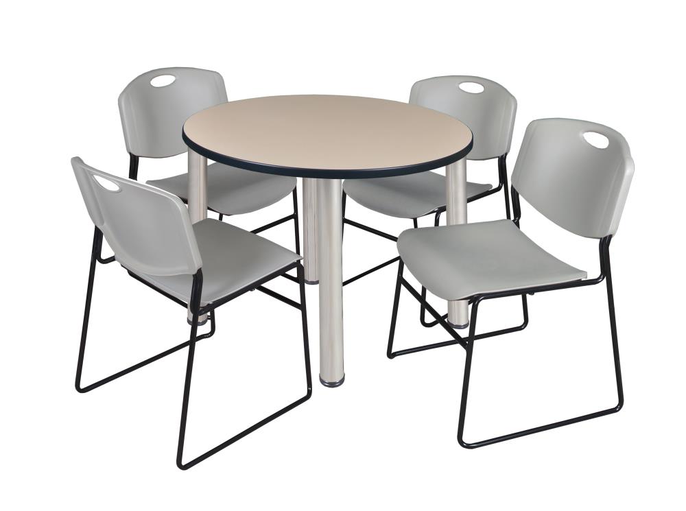Regency TB36RNDBEBPCM44GY Breakroom Off-white 4-Person Training Table (36-in W x 29-in H)