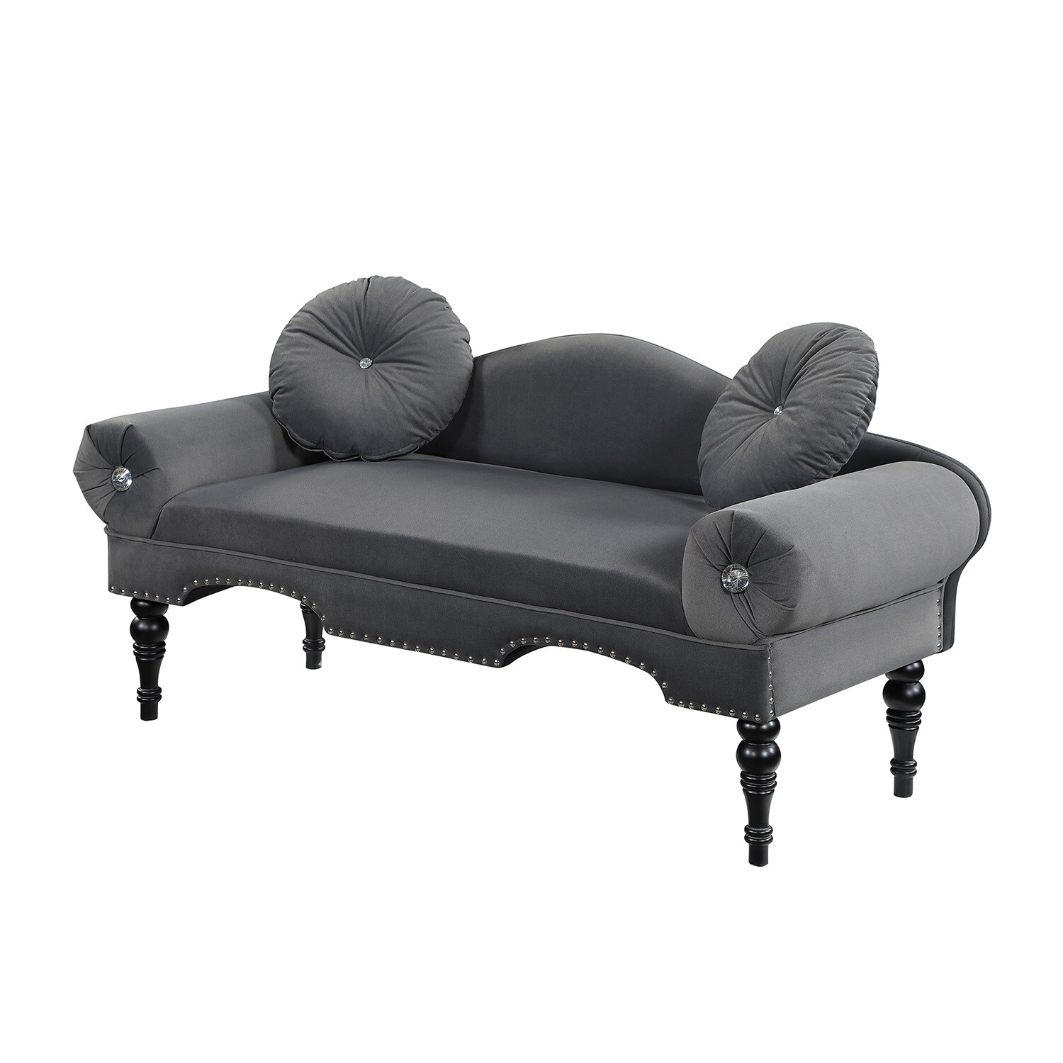 Black Gothic Loveseat w/ Tufted Black Velvet Fabric