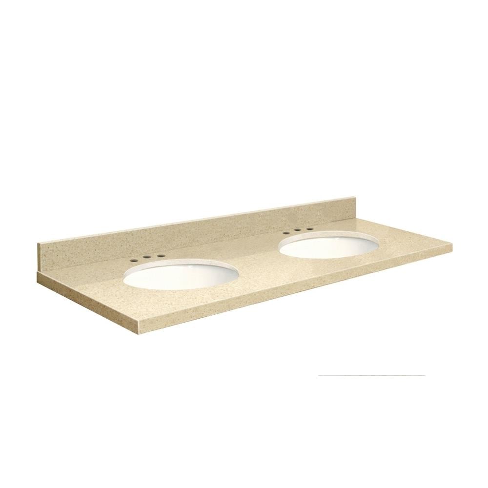 Transolid Q61222-3X-A-W-8C 61-in Natures Path Quartz Double Sink Bathroom Vanity Top