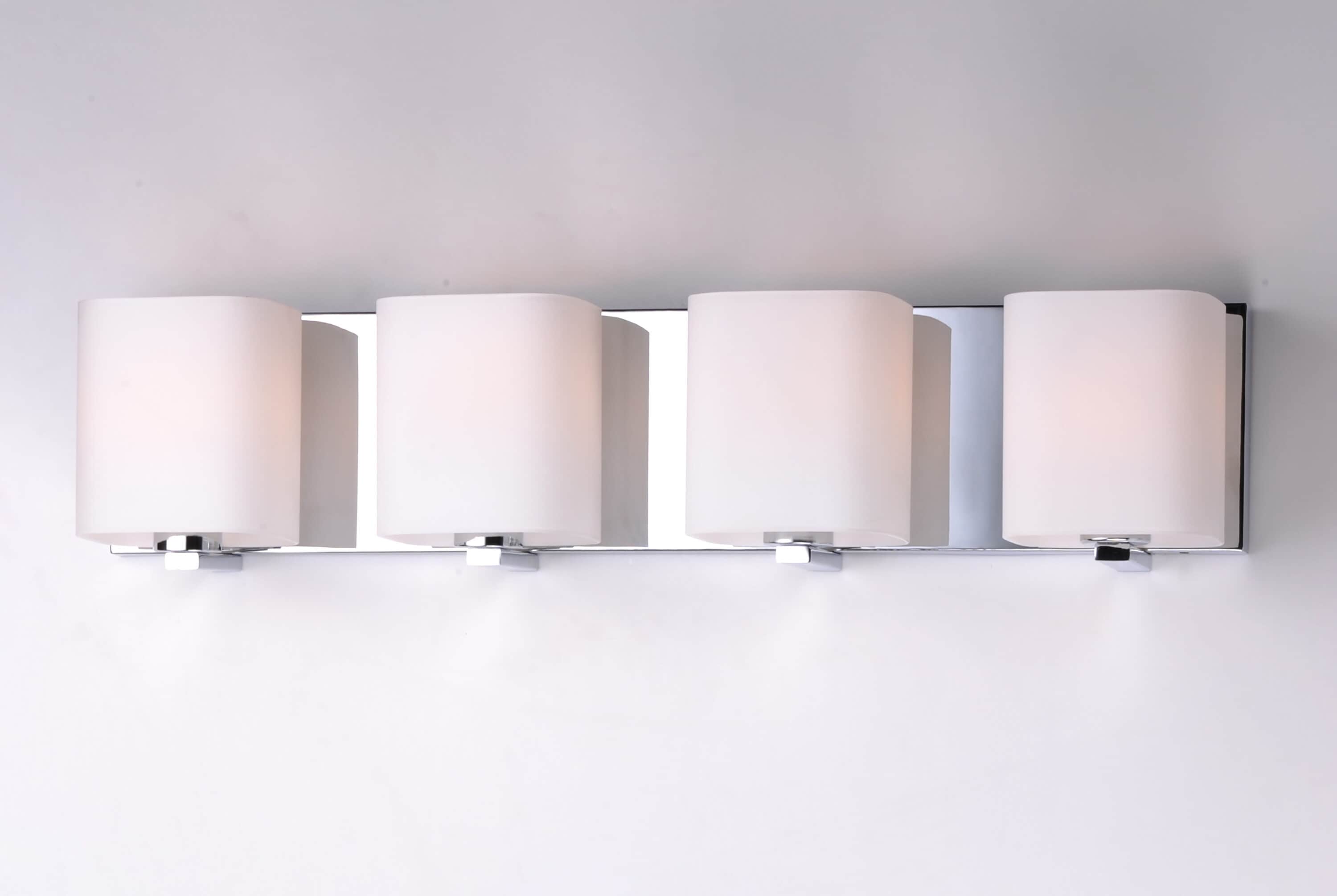 Polished Chrome 4-Light Vanity Fixture with Satin White Glass
