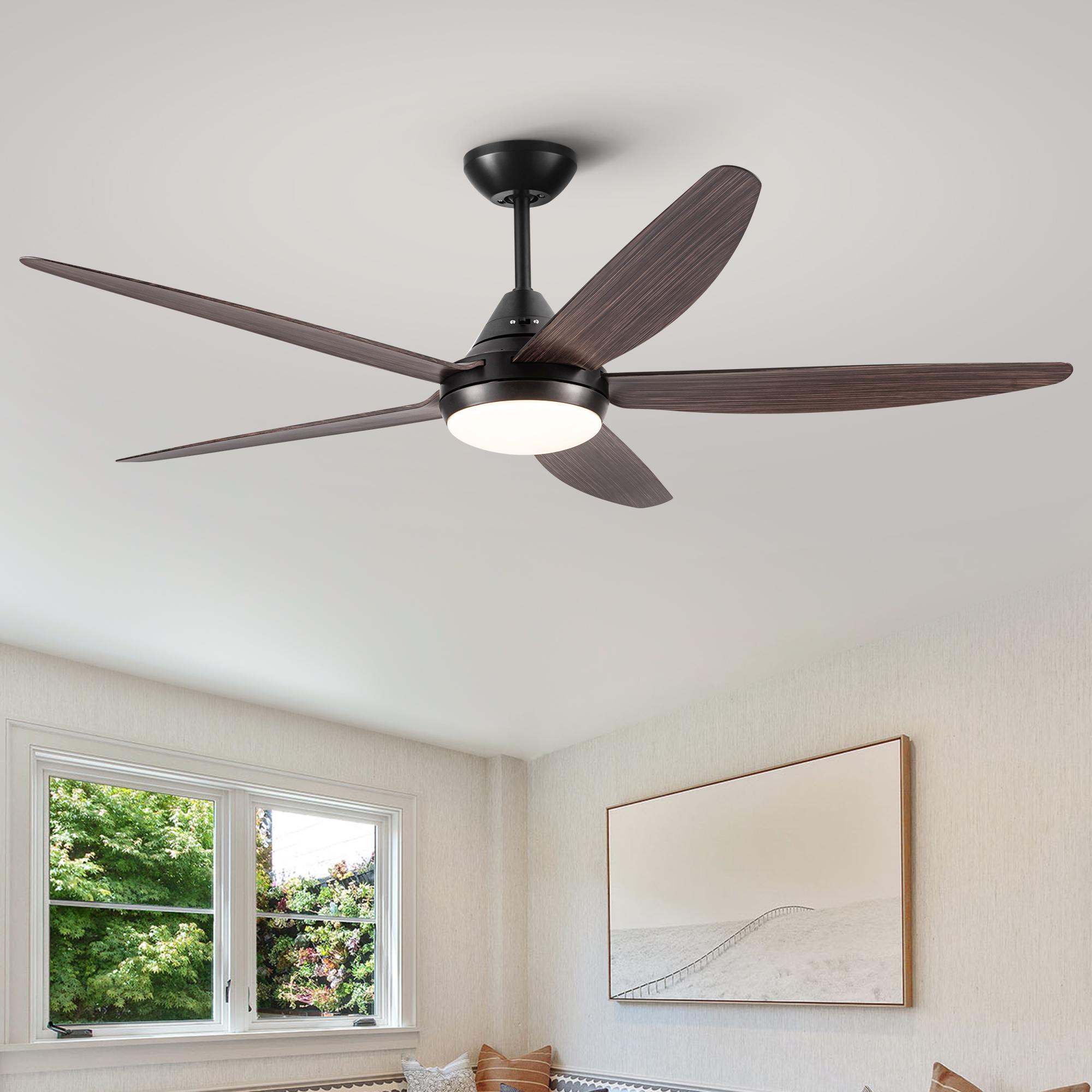 Bayfeve BFYH-55950-CF Adjustable Speed 56-in Color-Changing Integrated LED Outdoor Black with ABS Blades Ceiling Fan With Light and Remote ( 5 -Blade )
