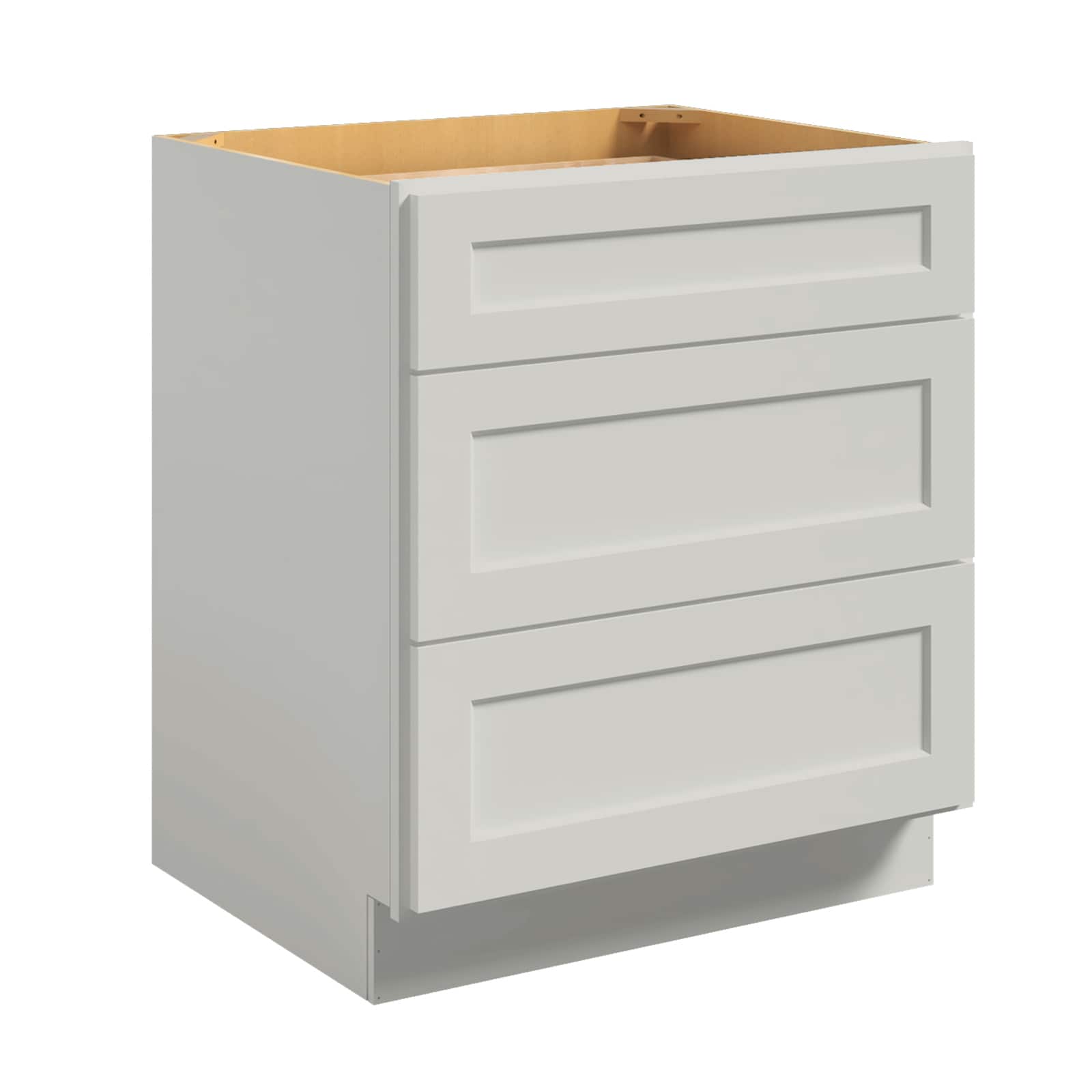 LOVMOR SD-3DB30-LOWES 30-in W x 24-in D x 34.5-in H in Shaker Dove Plywood Ready to Assemble Base Kitchen Cabinet with 3 Drawers