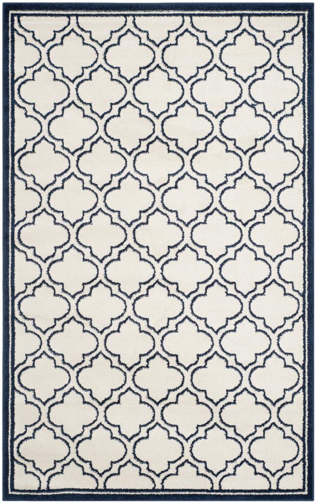 Safavieh AMT412M-5 Moroccan 5 x 8 (ft) Loomed Polypropylene Ivory/Navy Rectangular Indoor Trellis Area rug