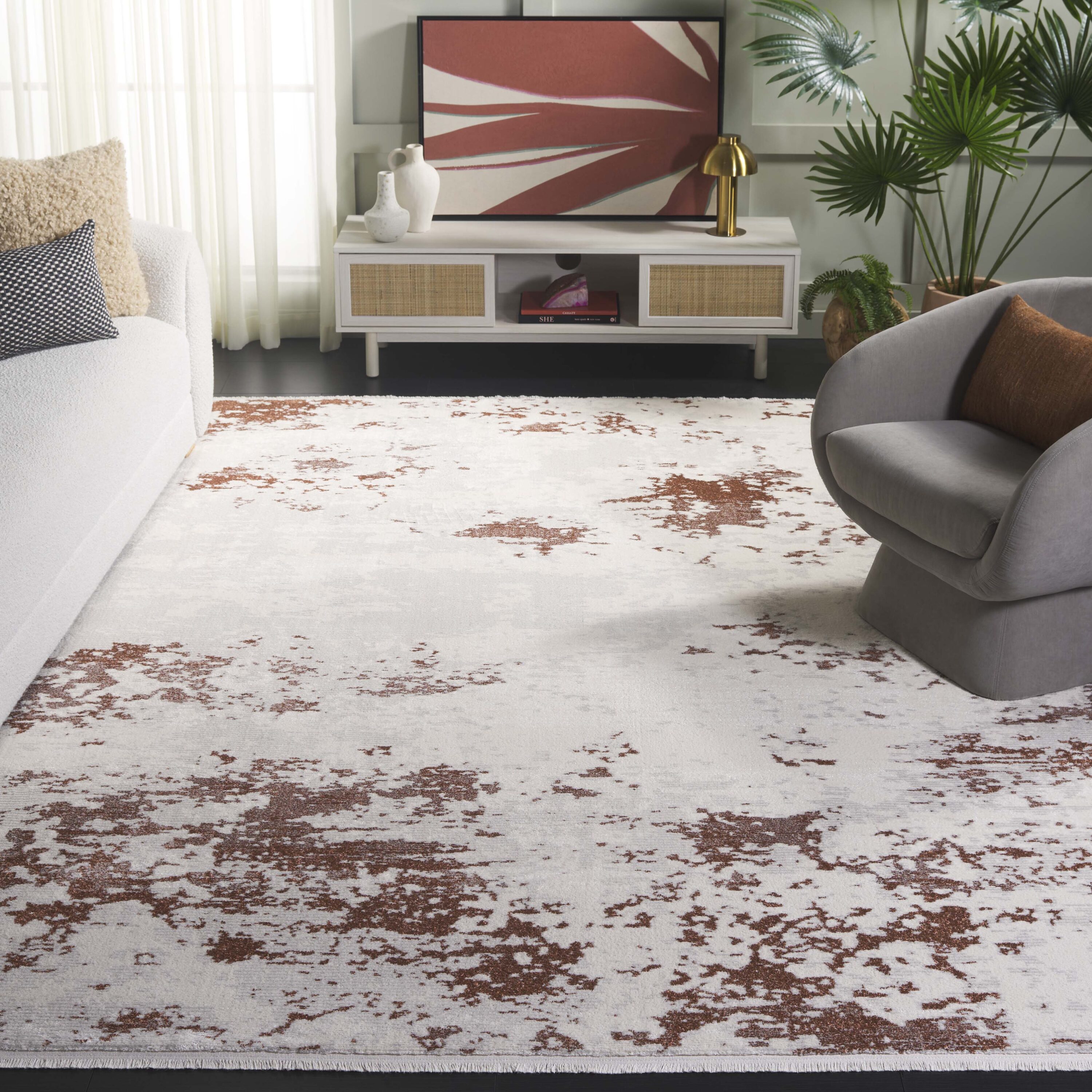 Emerald 546P Rust/Ivory 8 x 10 Rectangular Area rug