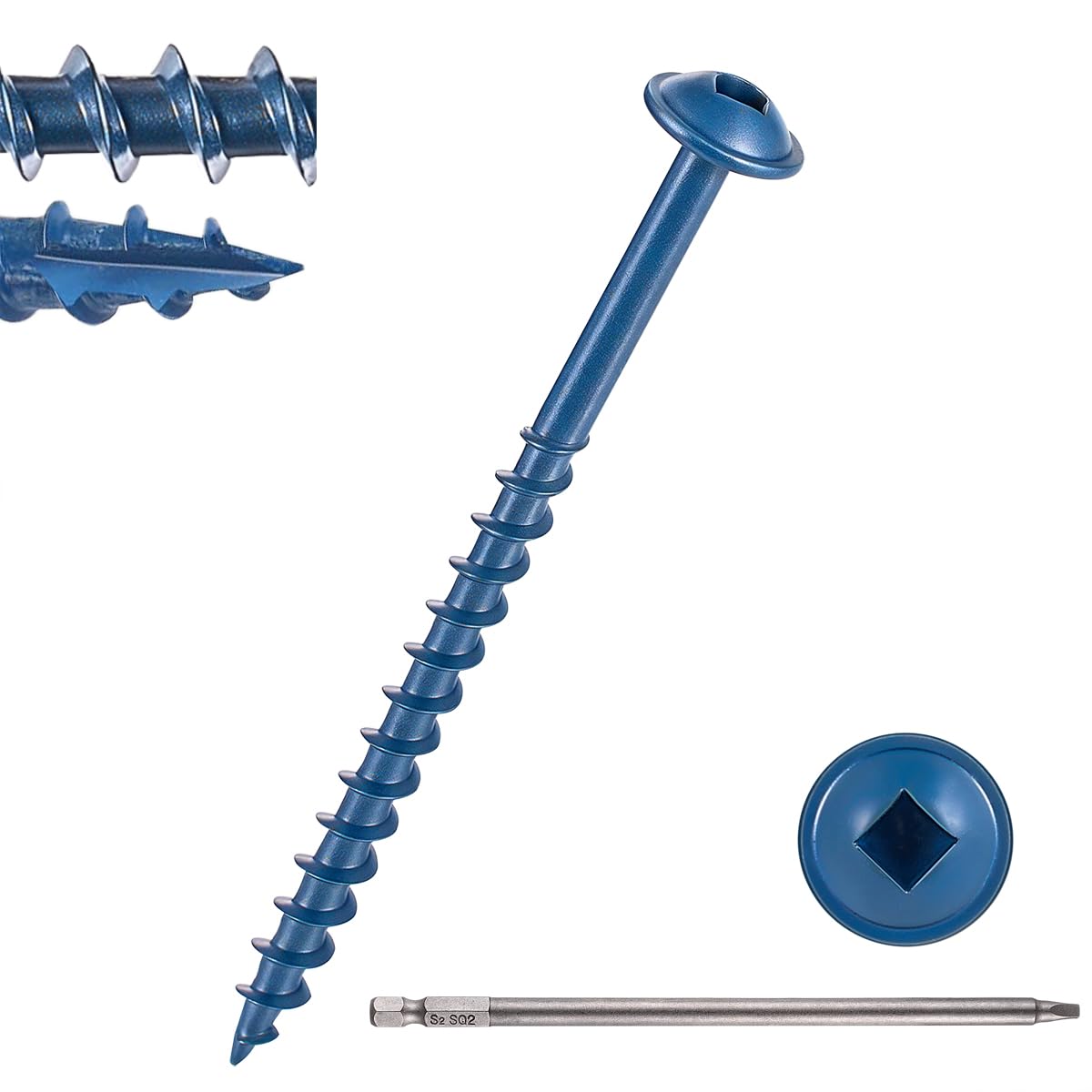 AKSCYZM  600 PCS Number 8 by 2-1/2 Pocket Hole Screws Exterior Pocket Screw Coarse Thread Square Drive Washer Head Rust Resistant with 150MM