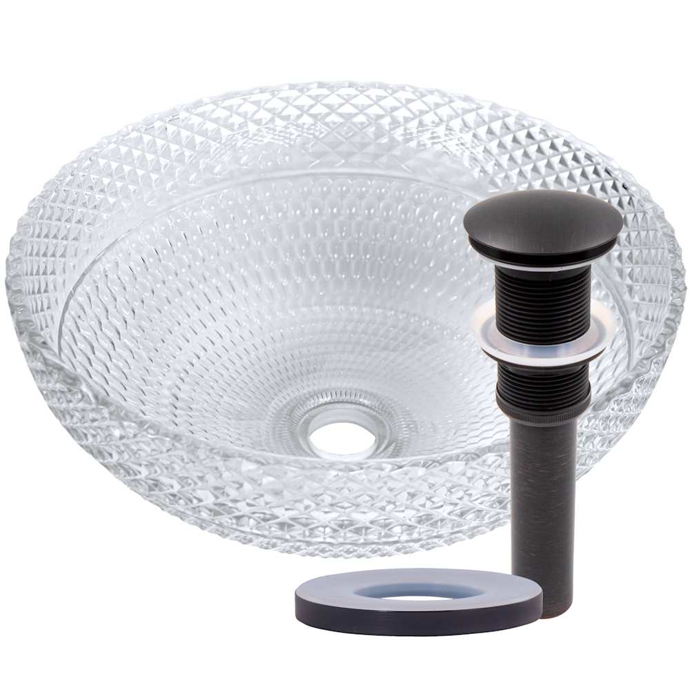 Miseno  MNOG120 Circular 161/2 Inch Tempered Glass Vessel Bathroom Sink