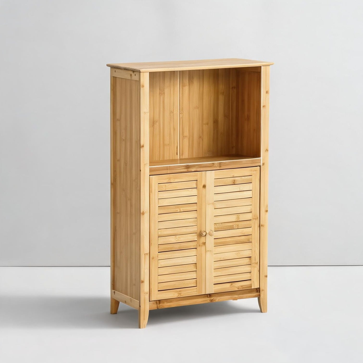 BBabe Bamboo Floor Cabinet for Bathroom Storage Open Display Shelf Concealed Cabinets 19.75 x 10 x 36.25 inches Organic Natural