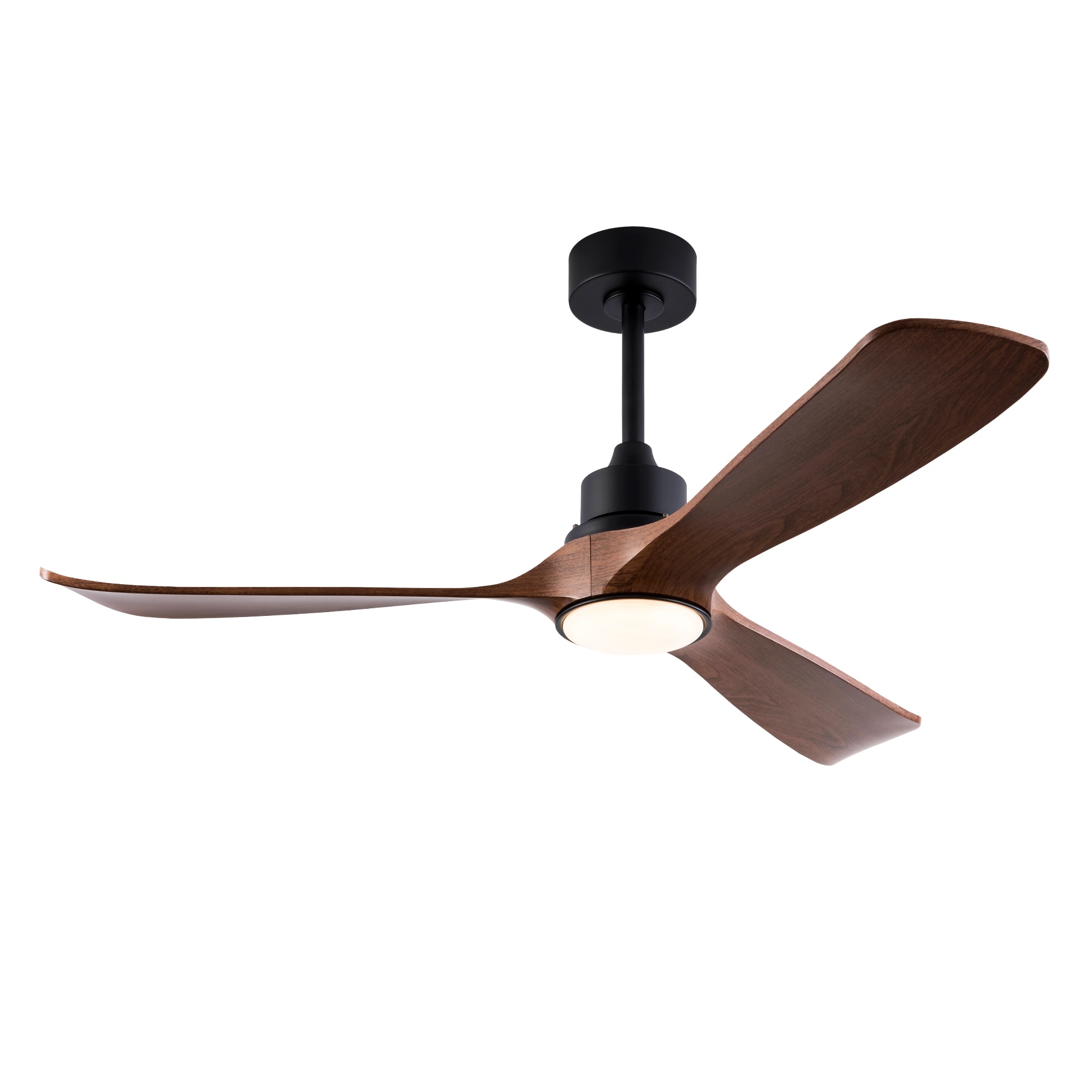 SINOFURN 52-in Black + Brown with ABS Blades LED Ceiling Fan With Light and Remote Control Included 3 -Blade