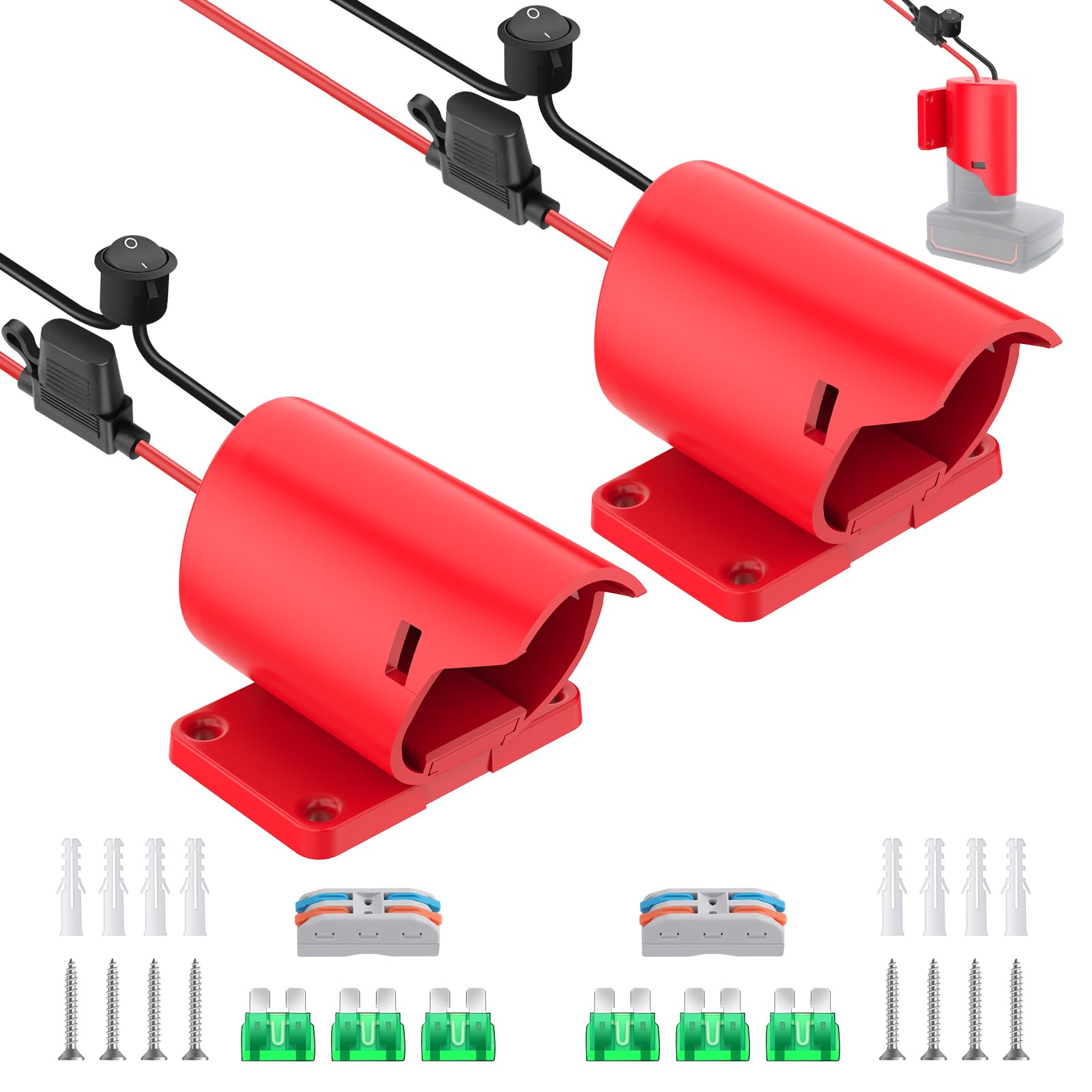 Phewnyzo  2 Packs Power Wheel Adapter for Milwaukee M12 12V Power Wheel Conversion Kit with Fuse Switch Wire Terminals 12AWG Wire for DIY