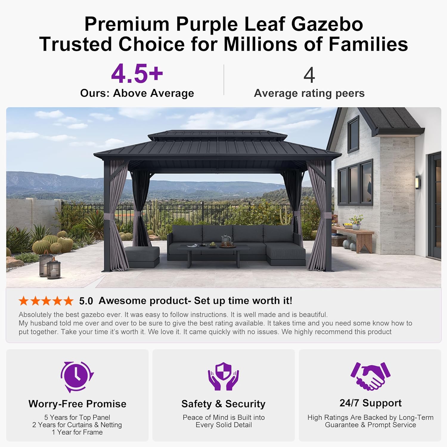 PURPLE LEAF LS04JJG0814 Wood-Resin-Gazebos - View #3