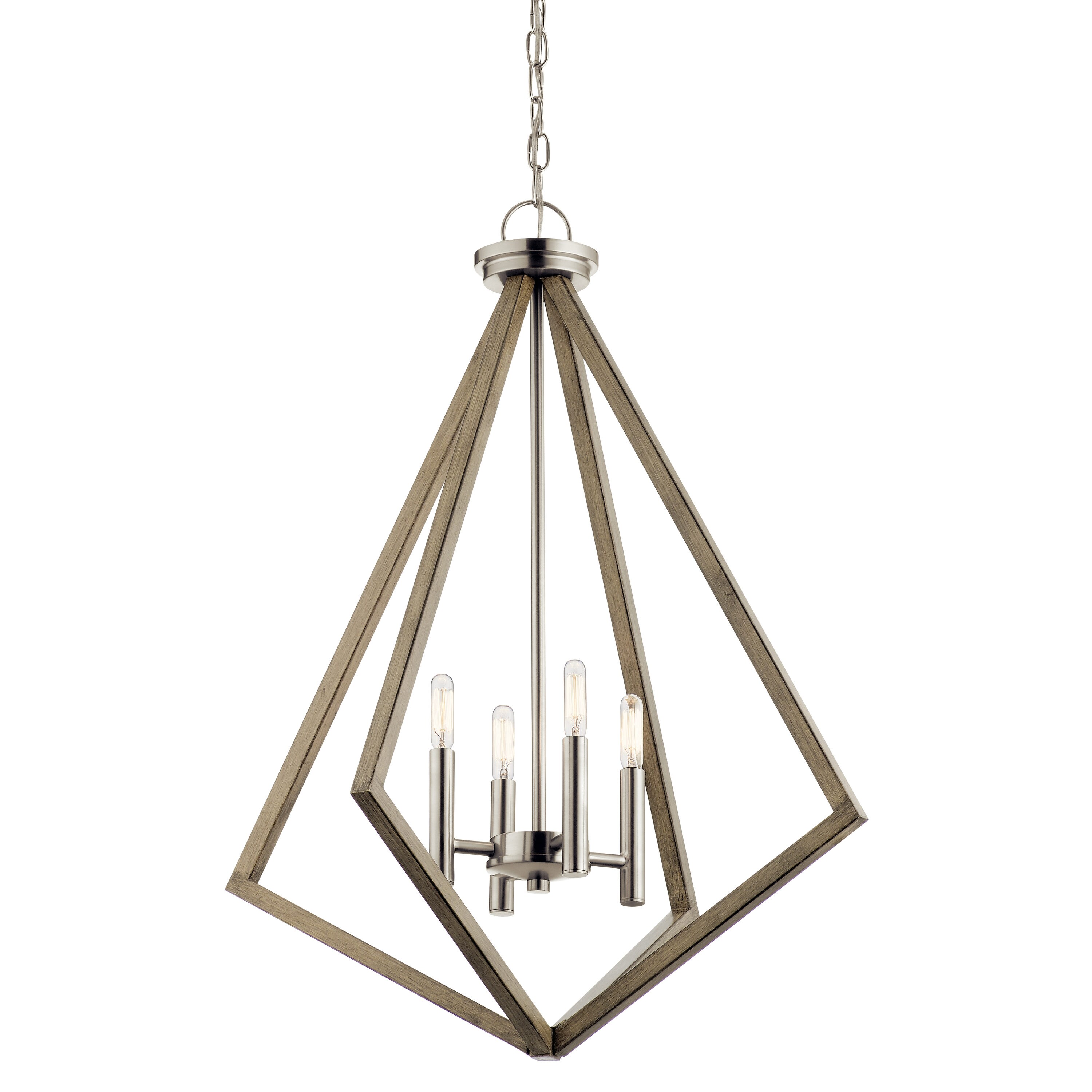 Deryn Distressed Gray 24.25" 4-Light Geometric Chandelier