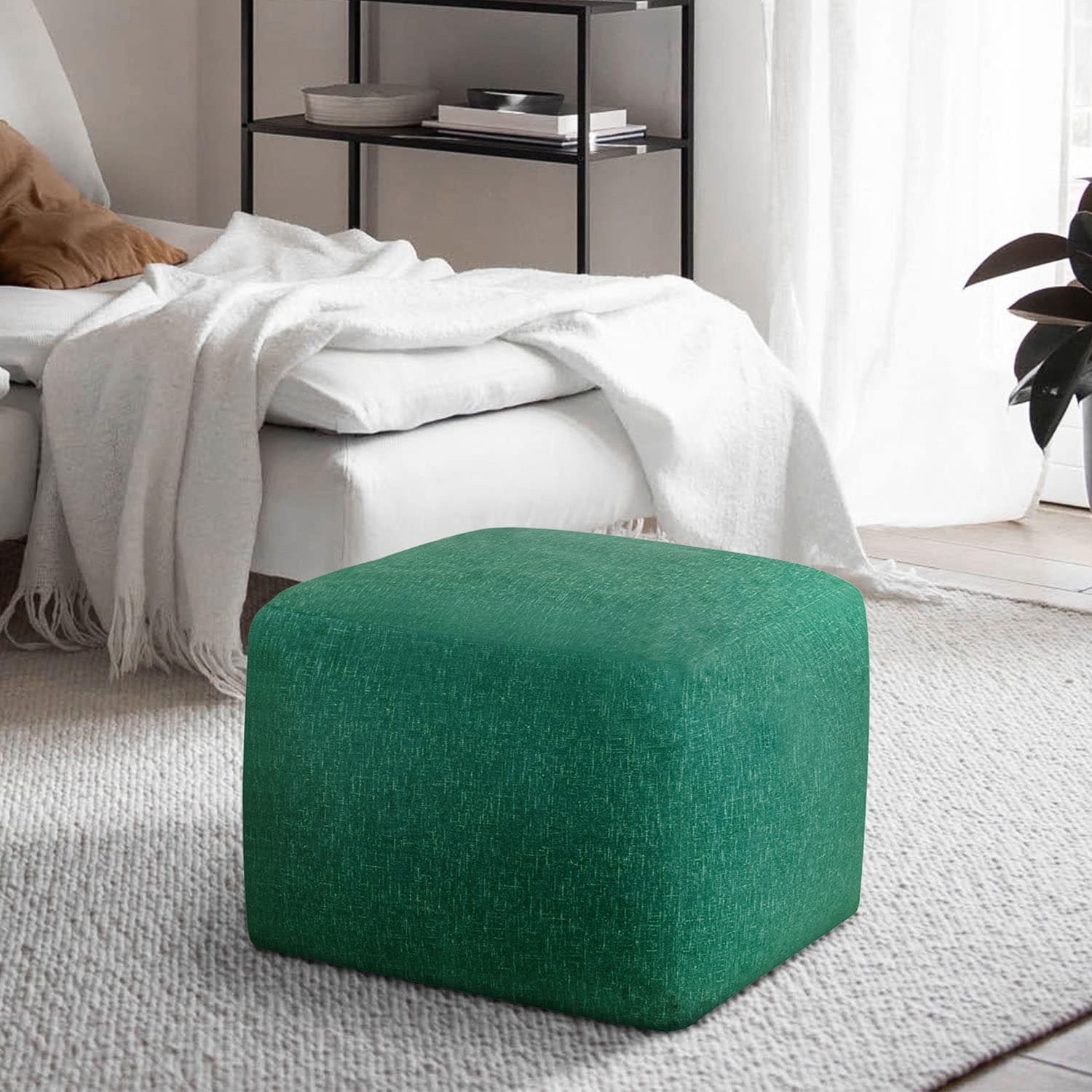 CasePiece C126PF24-GN-VV Modern Teal Green Velvet Ottoman