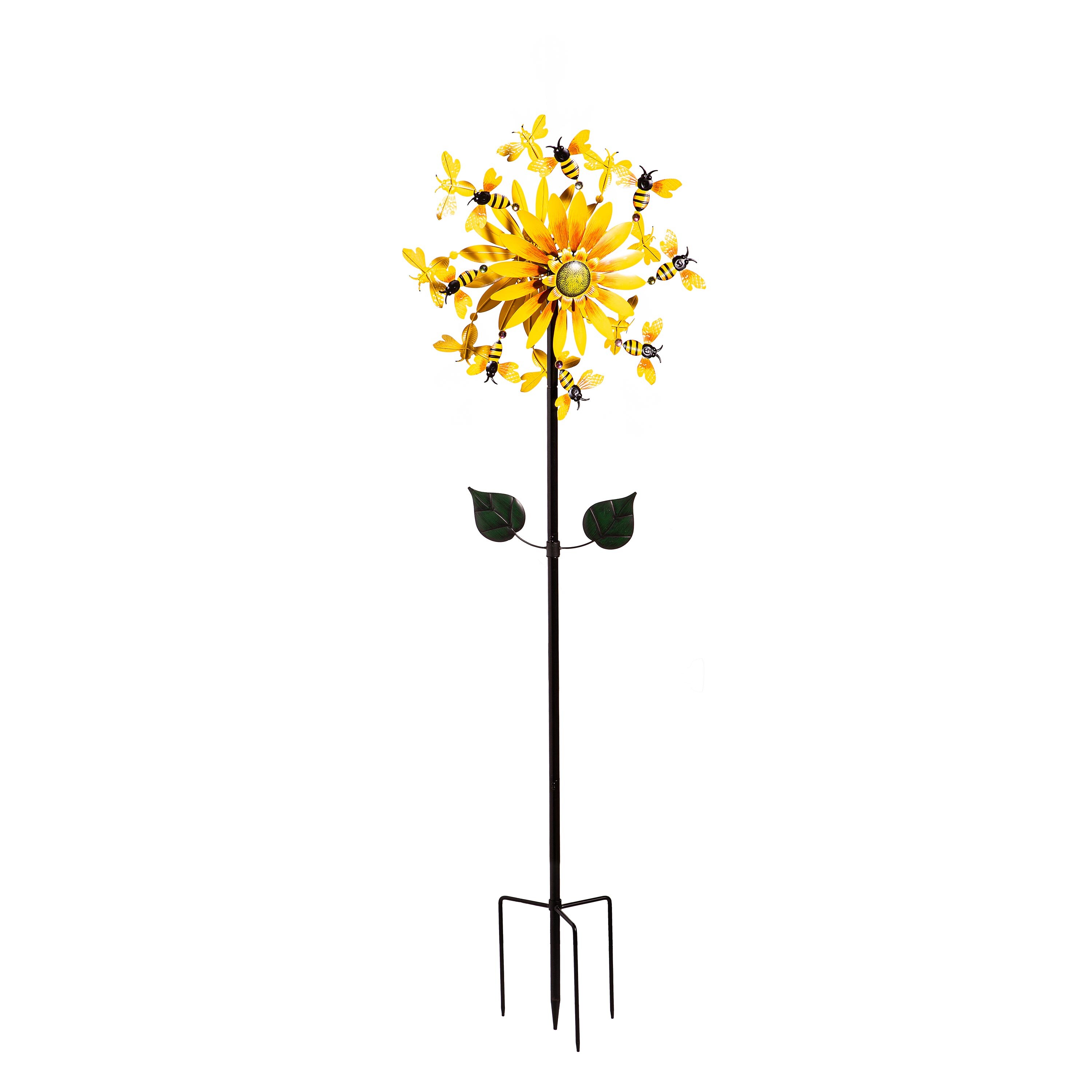 Evergreen Yellow Aluminum Floral Wind Spinner #47M5747