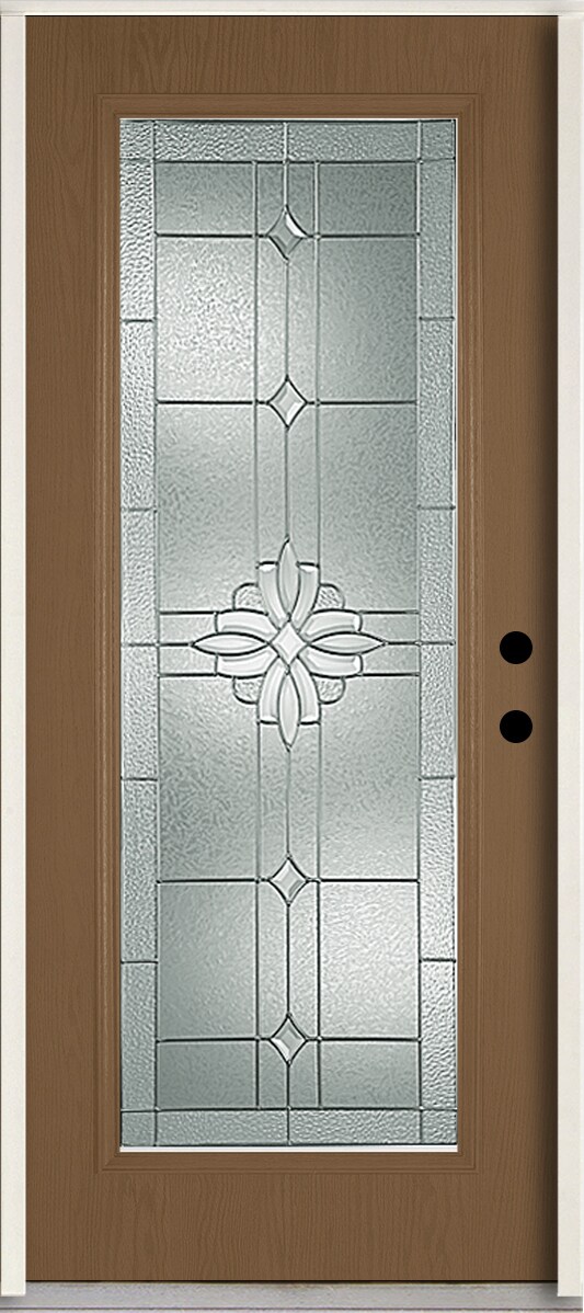 RELIABILT LO841804 Laurel 36-in x 80-in x 4-9/16-in Fiberglass Full lite Left-hand inswing Woodhaven Stained Prehung Front Door Insulating core