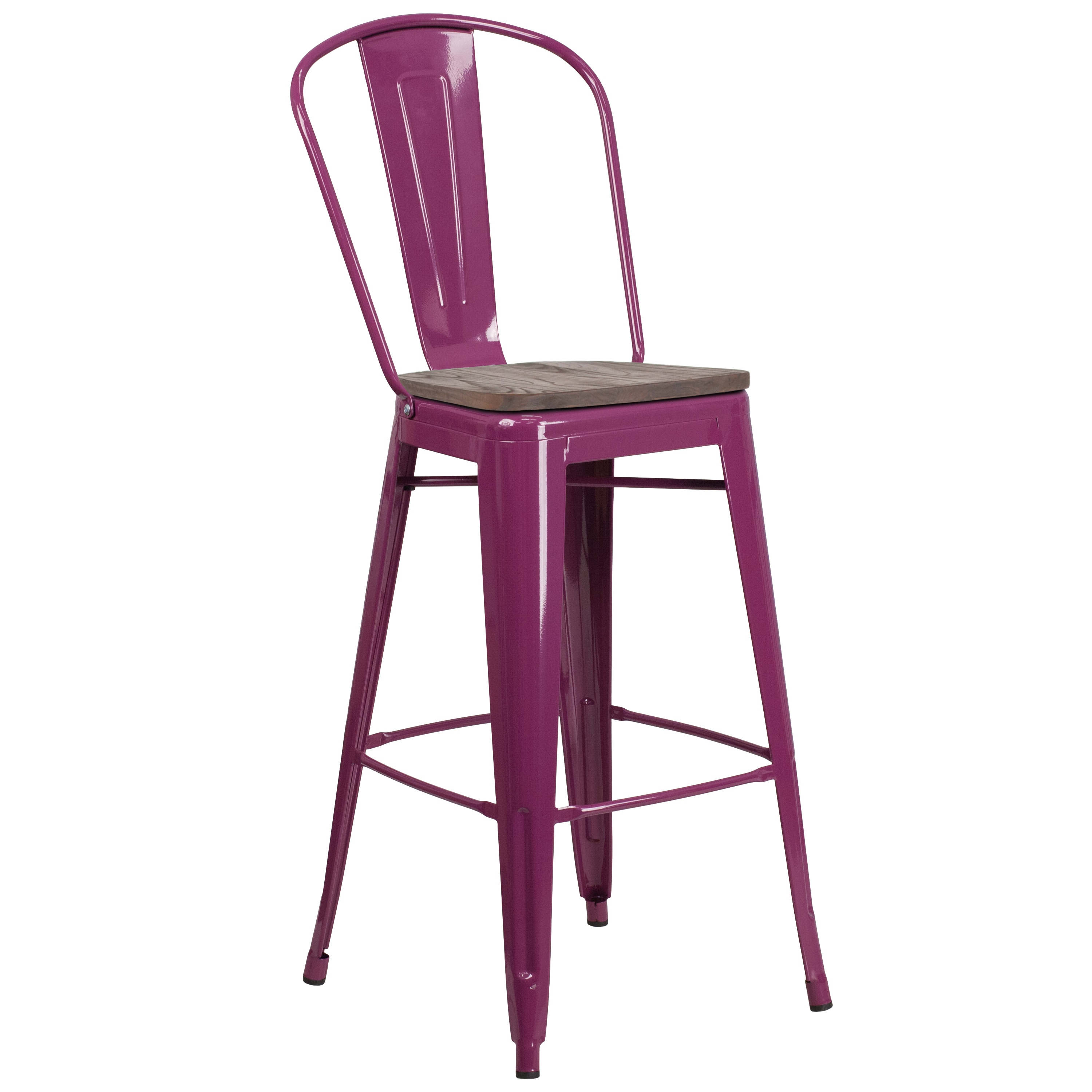 Flash Furniture 889142873921 Purple 30.0-Inches H Bar height Square seat Metal Bar Stool and Back
