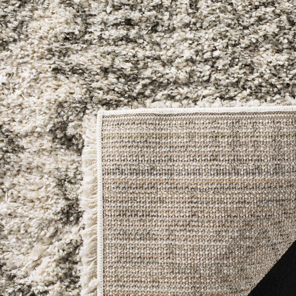 Ivory and Gray High Pile Shag Rectangle Rug