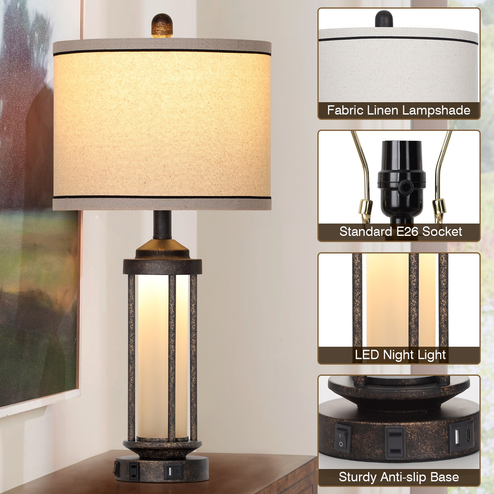 UrFurnishings TD-379 Table-Lamps - View #7