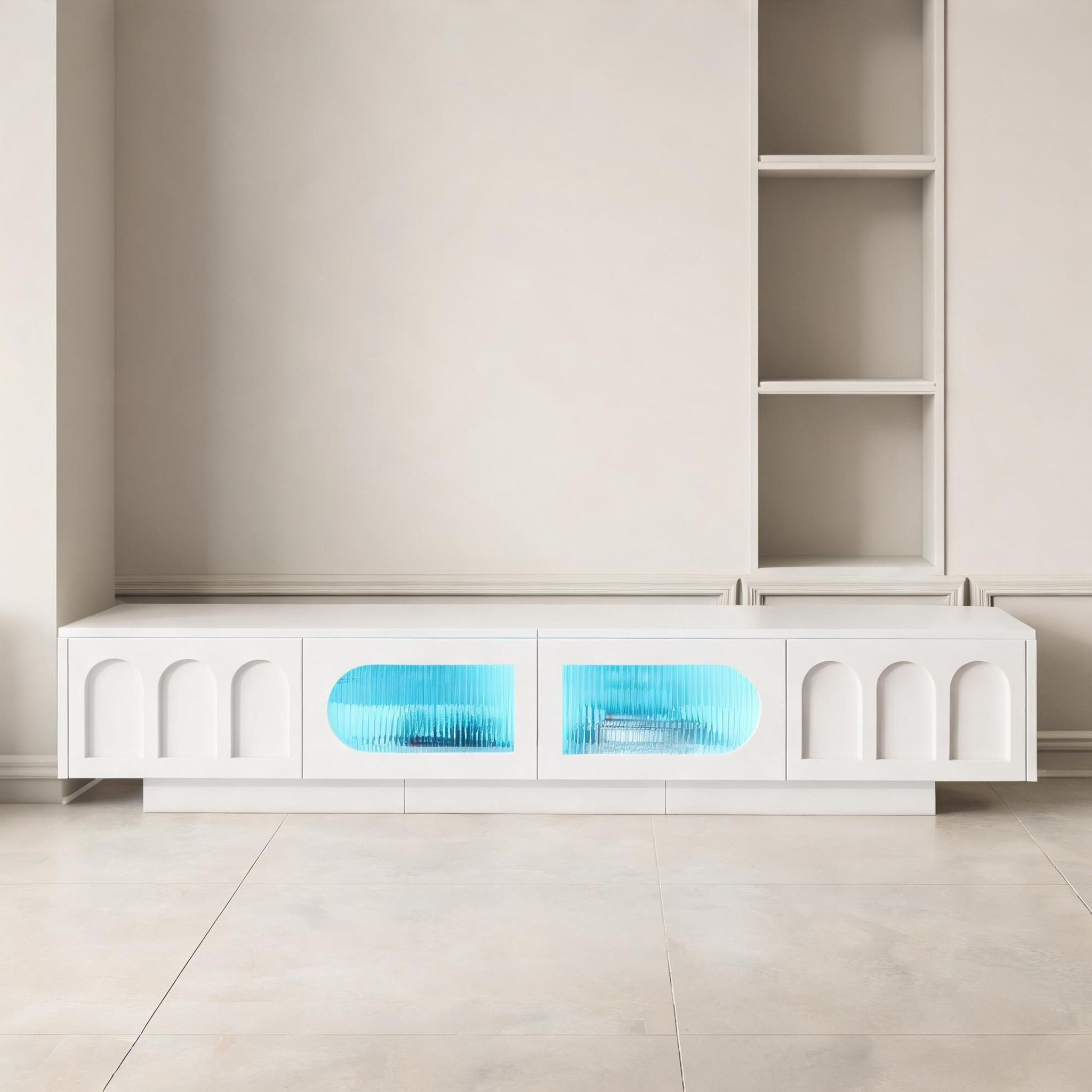 Watnature White Particle Board and MDF TV Stand for TVs Up to 95 Inches ...