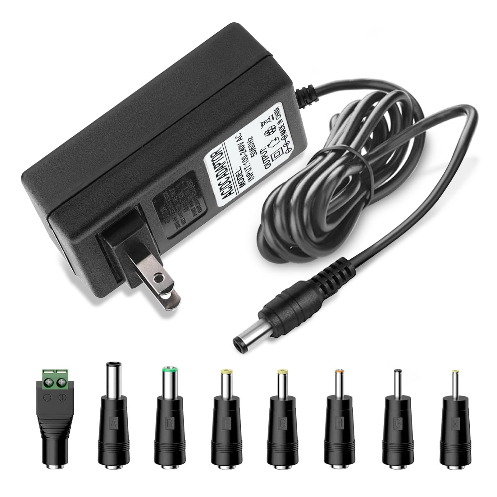 Adrinfly 20V 2A AC DC Power Supply Adapter with 8 Interchangeable DC Plug Connectors for Universal Electronics 100240V 50 60Hz US Wall Charger #LAD0820D380