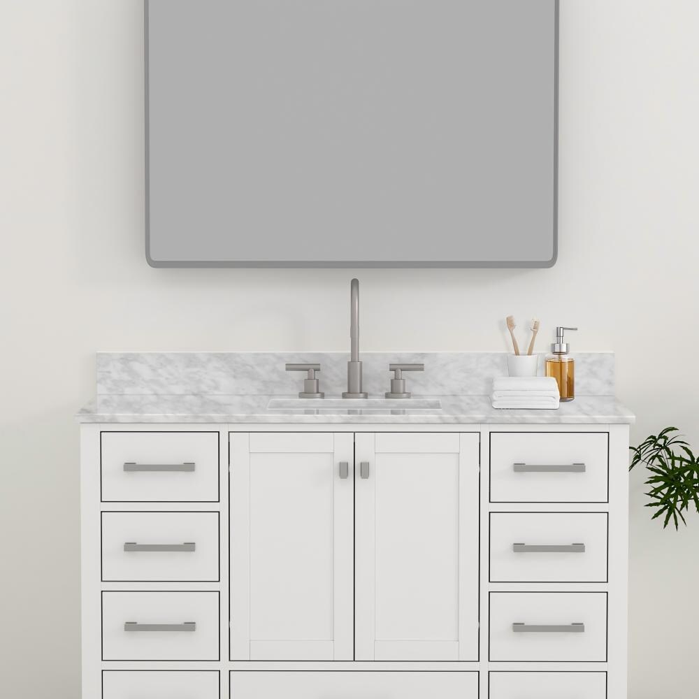 EQLOO 48x4 Inch Natural Marble Backsplash for Bathroom Vanity Sink Top ...