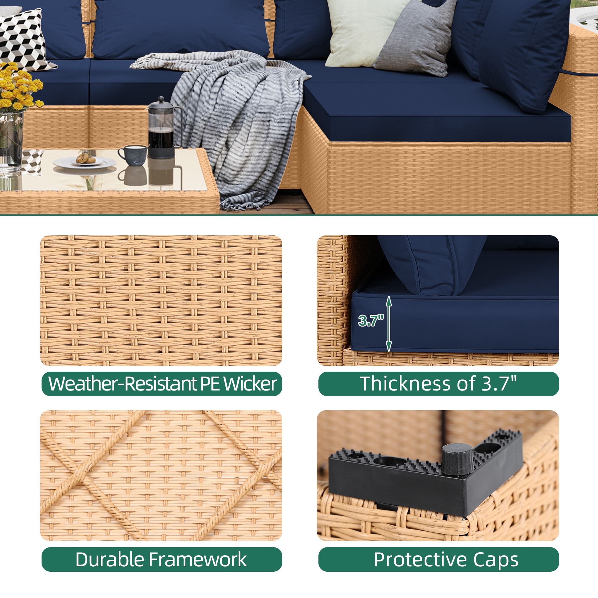 UPHA TBBE-AB28SMB-NAVY Patio-Conversation-Sets - View #6