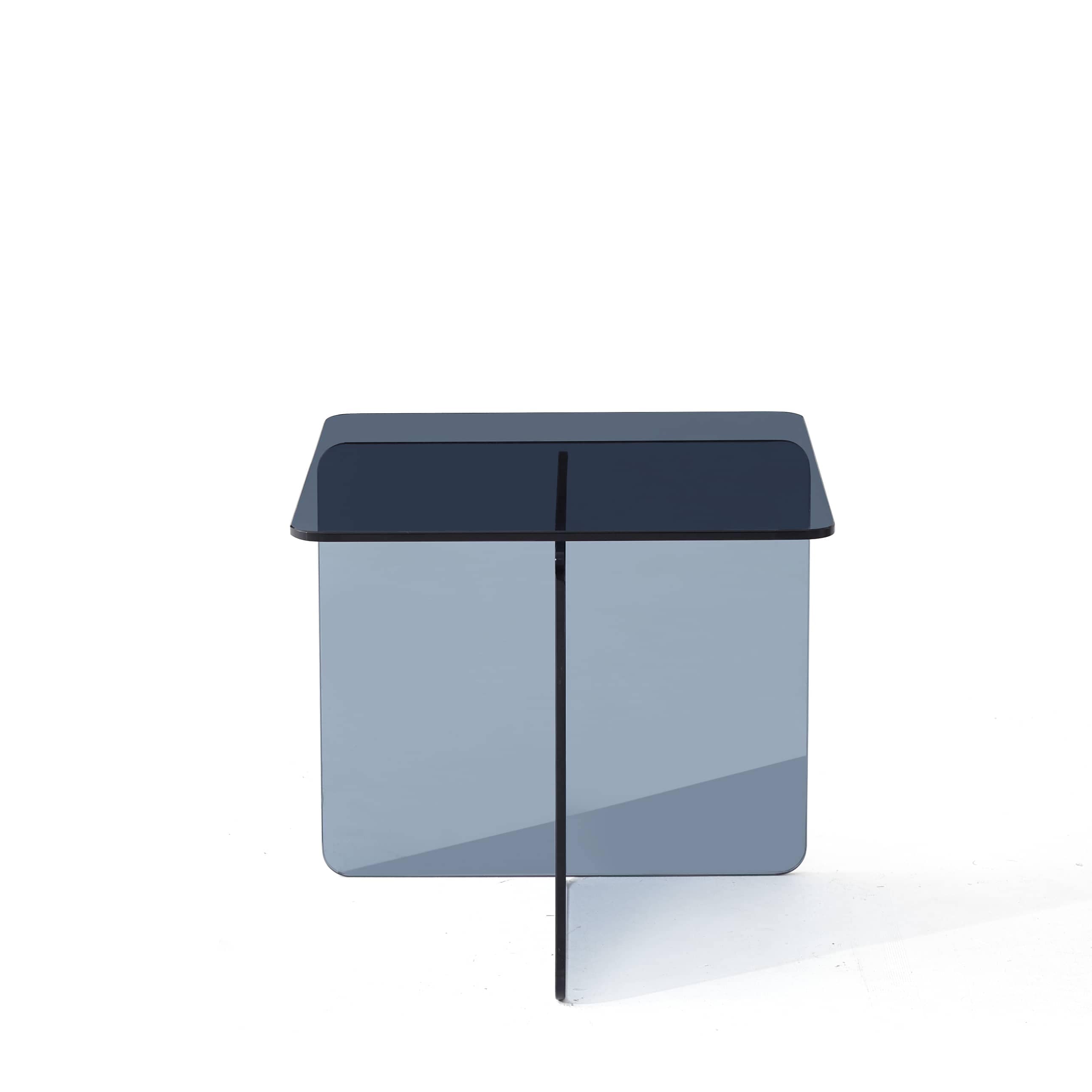 Vynxaria LEXY0431-DJJJ-BZ001 Series 20 in Smoke Grey Rectangular Tempered Glass End Table with MultiPurpose Use