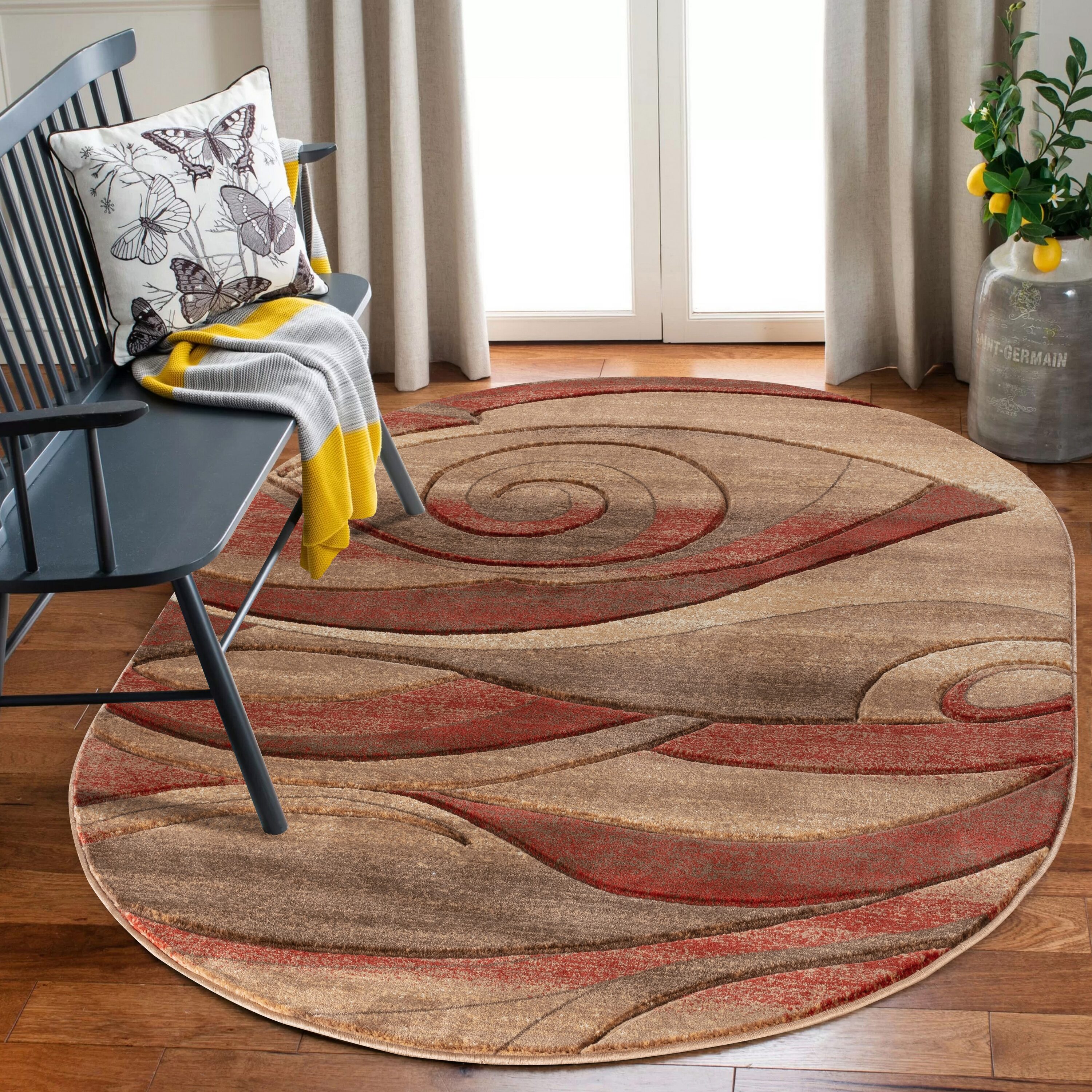 MDA Rugs OR3558OV Orelsi 5 x 8 (ft) Polypropylene Brown/Orange Oval Indoor Abstract Area rug