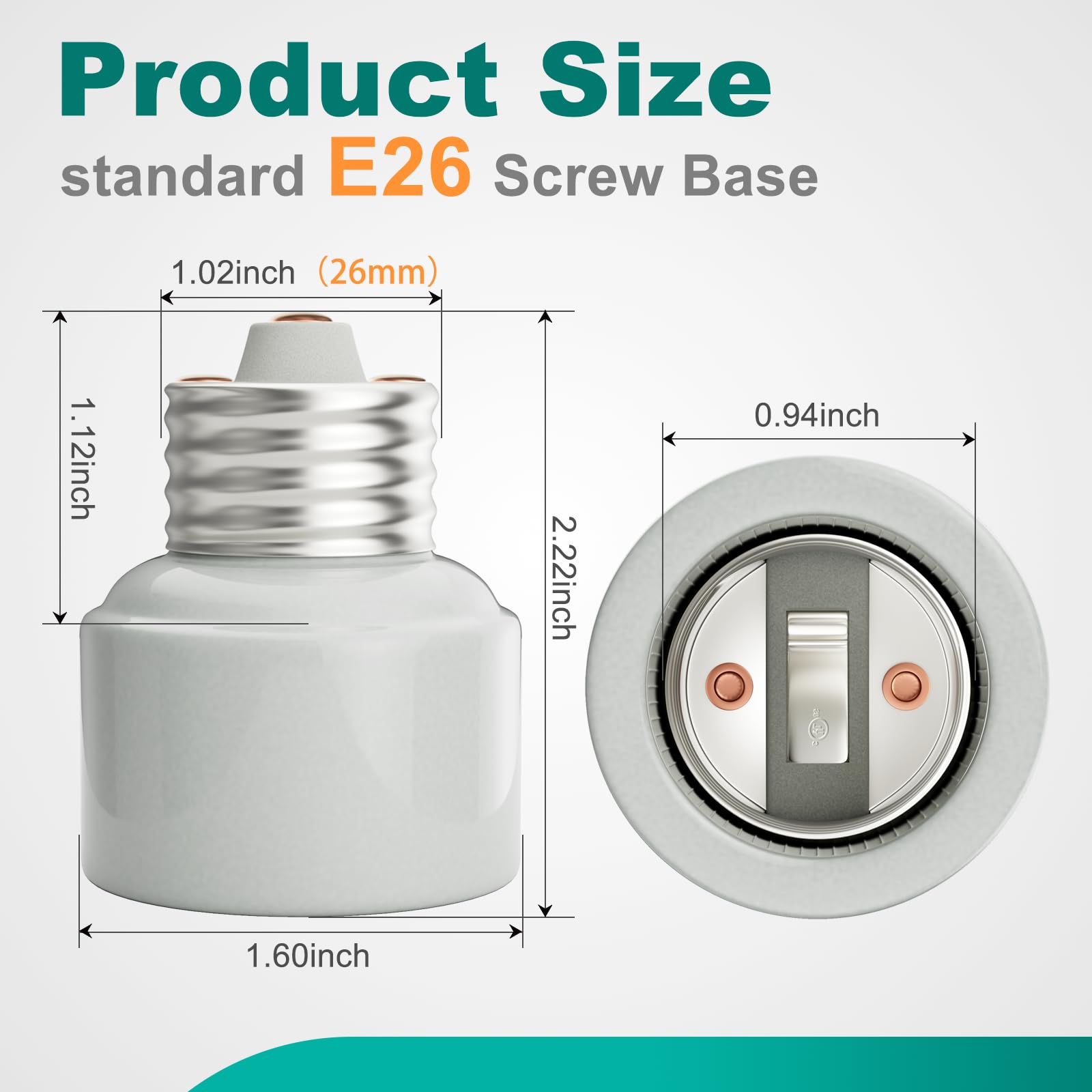 Misopily Porcelain Light Socket Extender E26 to E26 Medium Base ...
