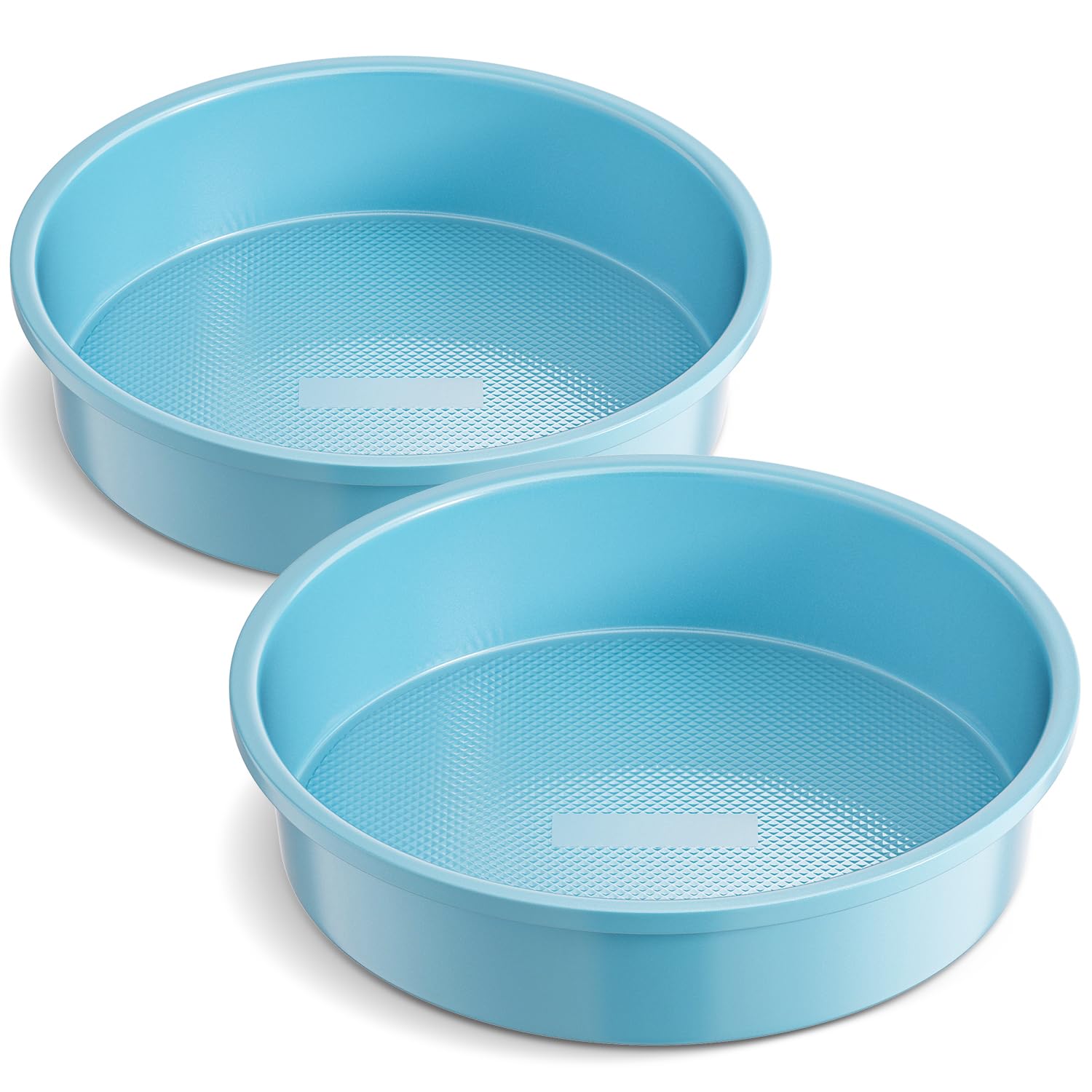 DHMHD  9 Inch Round Cake Pan Set Nonstick Ceramic Coating Diamond Texture Aluminized Steel Heavy Duty Baking Pans for Cheesecake 2 pcs Light Blue