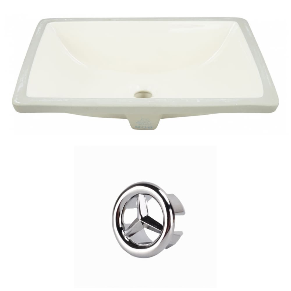 American Imaginations 18.25-in. W CUPC Rectangle Undermount Sink Set in Biscuit - Black Hardware - Overflow Drain Incl.