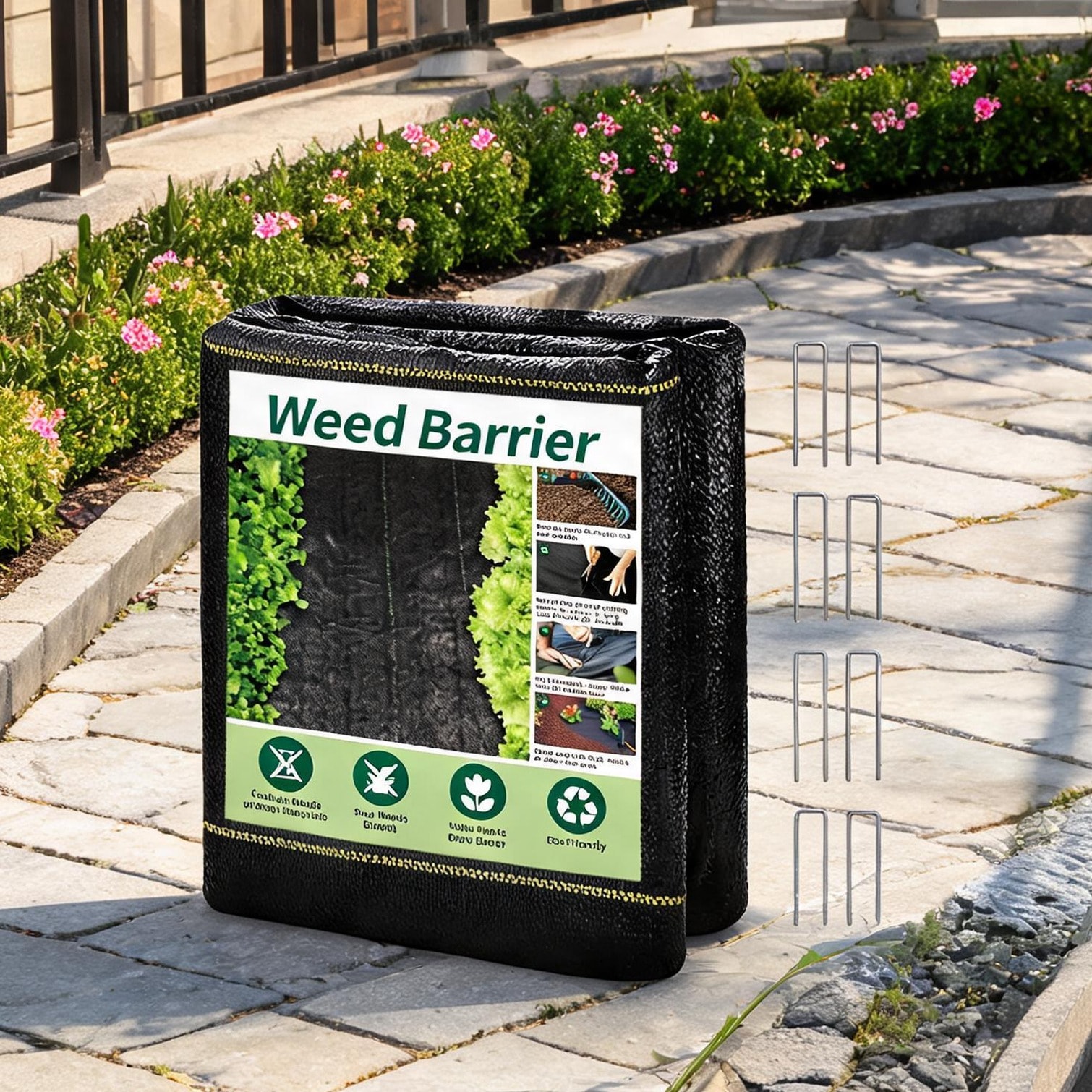 Watnature Landscape Weed Barrier Fabric 3 ft x 300 ft Black Polypropylene for Outdoor Garden Beds