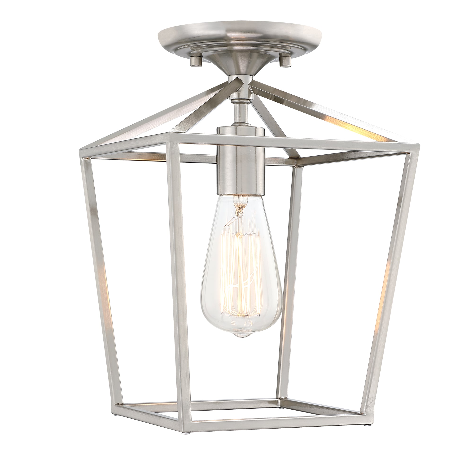 Hukoro FL50221-FM-BN 1 -Light 8-in Brushed Nickel Semi Flush Mount Light