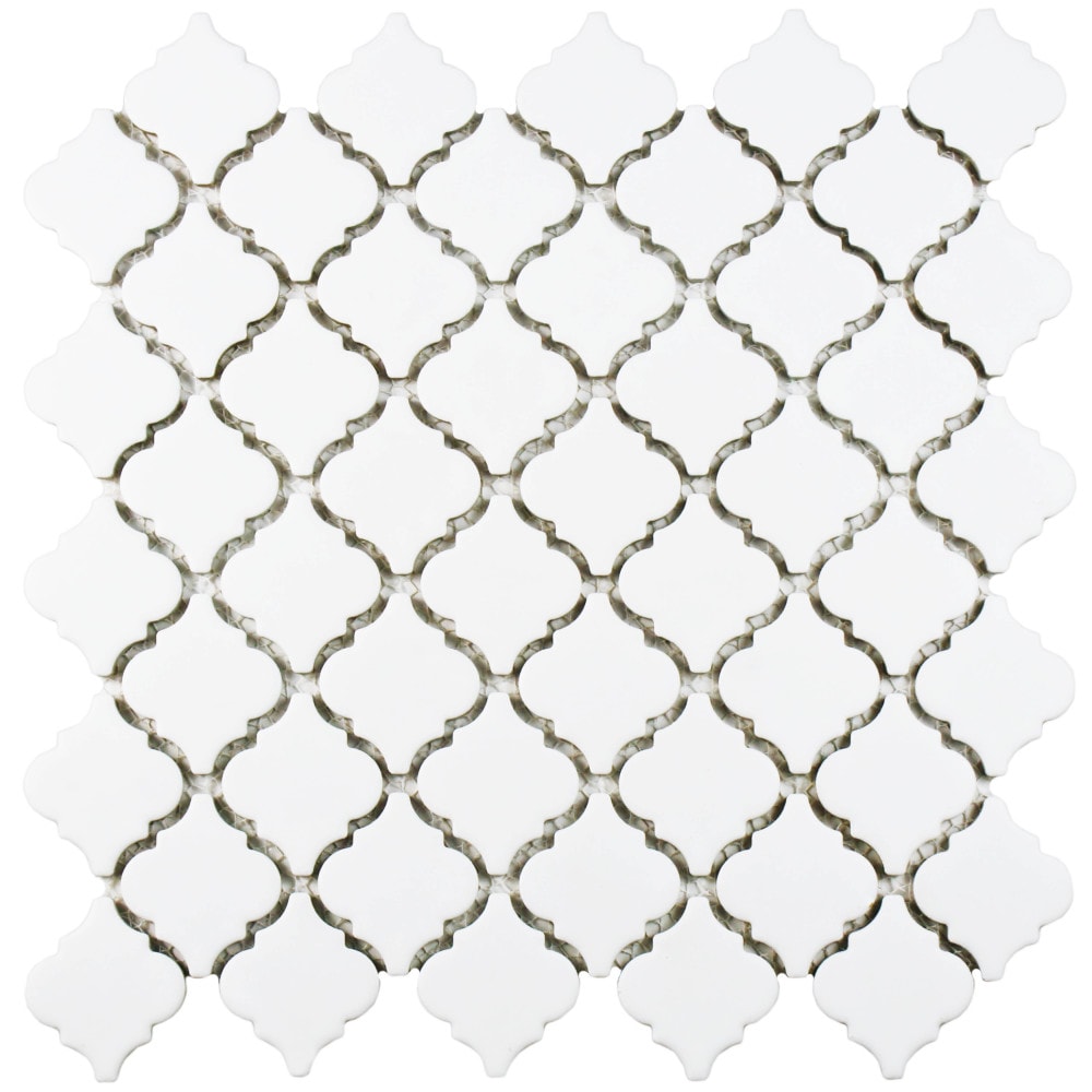 Affinity Tile FKOLTR10 Hudson Tangier Matte White 12-in x 13-in Matte Porcelain Stone look Arabesque Mosaic Floor and Wall Tile ( 11-sq ft Carton )