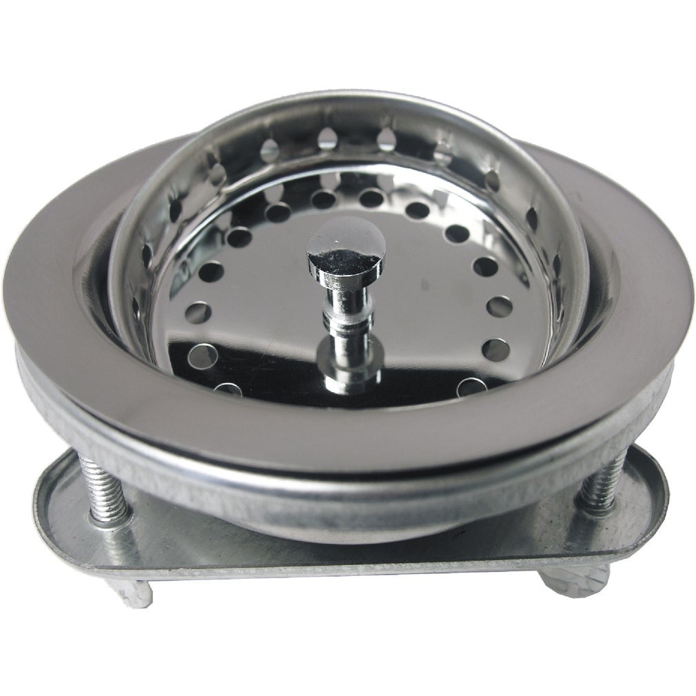 LASCO  03-1031 EZ-On 3-1/2 in Kitchen Sink Basket Strainer - Chrome