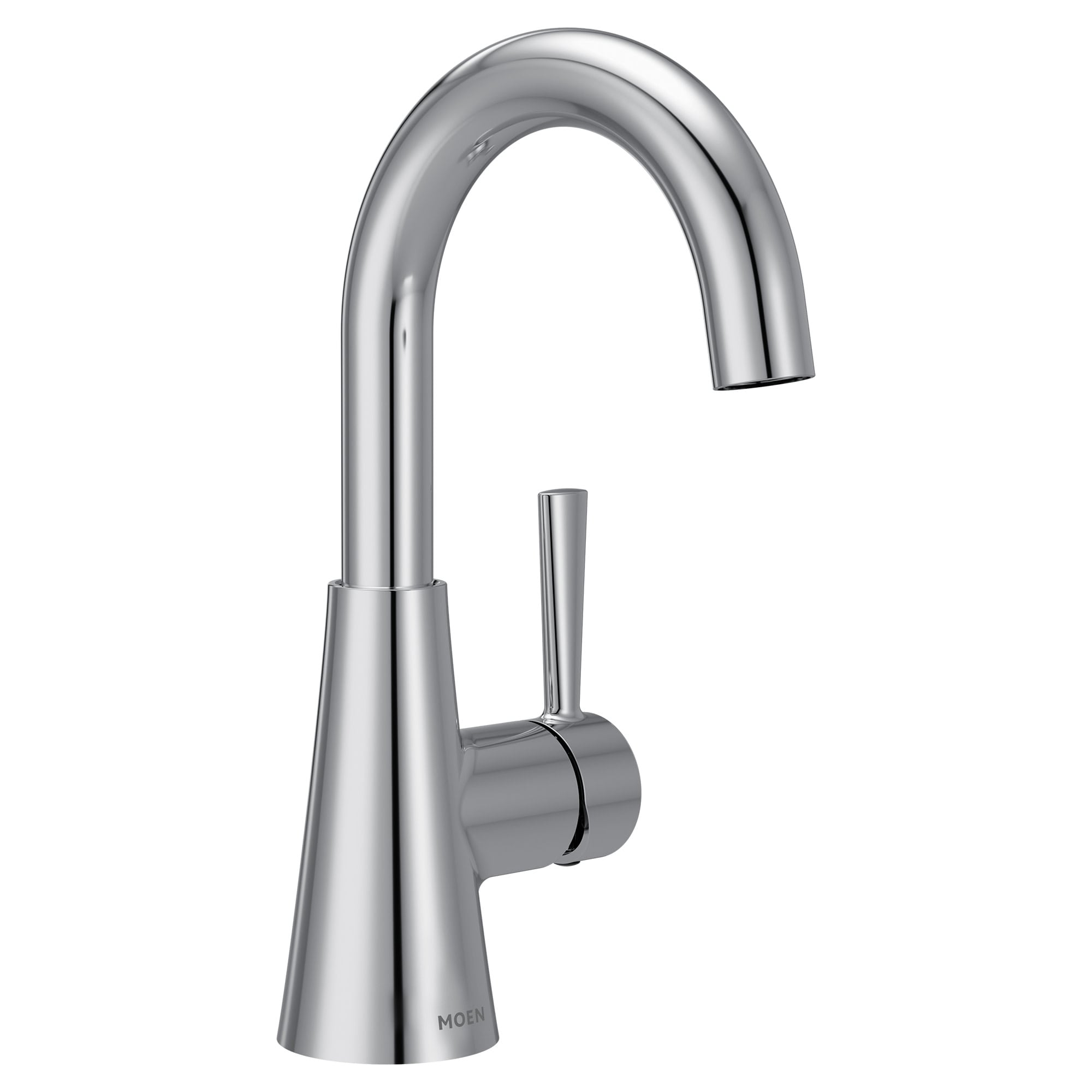 Moen 84021 Ronan Chrome Single hole 1-handle WaterSense High-arc Residential Handle Bathroom Sink Faucet with Drain with Deck Plate