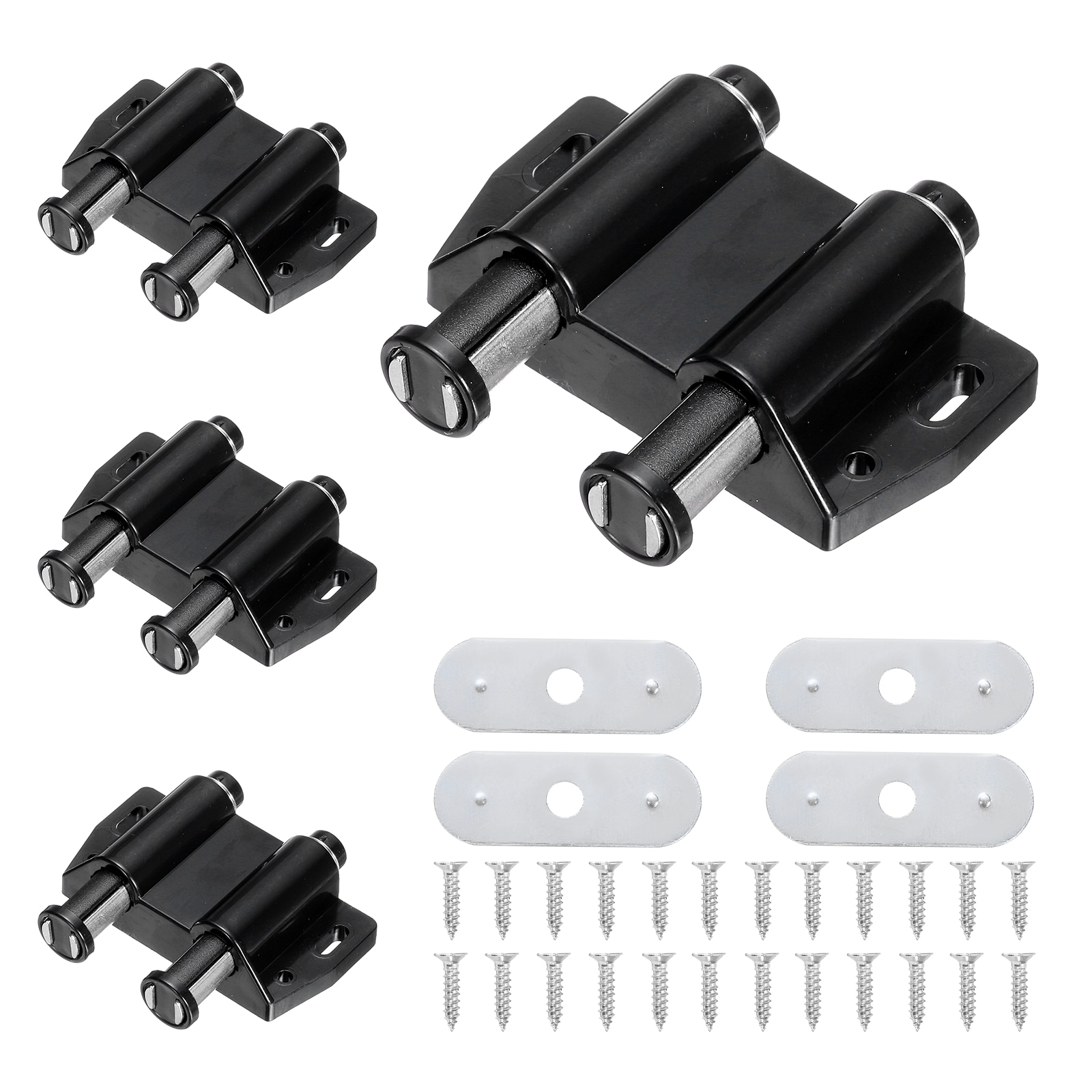 Unique Bargains 4Pack Magnetic Touch Latches Push to Open Magnet Pressure Touch Release Latches for Cupboards Door Black