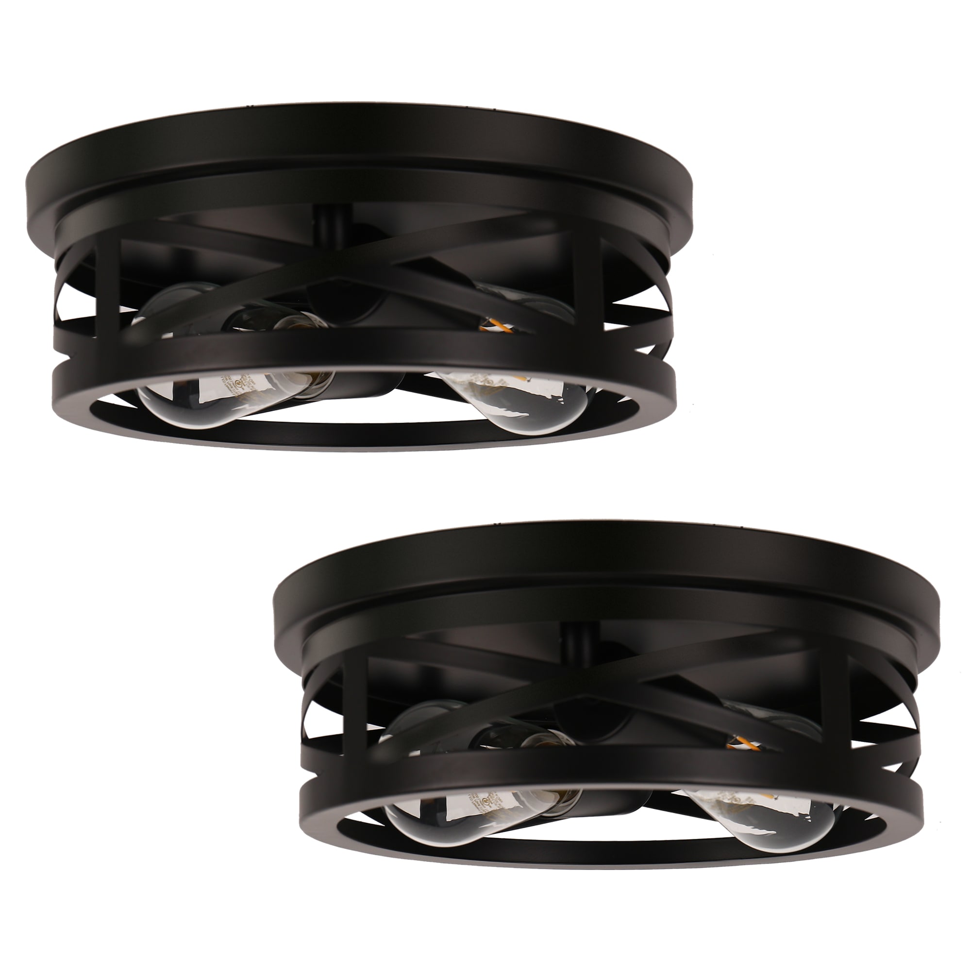 YANSUN LA-QX05901BBL-21 4 -Light 10.6-in Matte Black Flush Mount Light