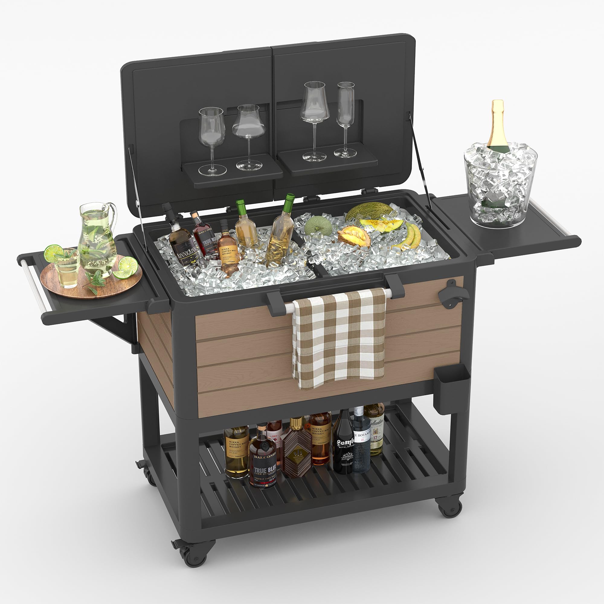 Yardgrace  104 Quarts Outdoor Cooler Cart Cooler with Wheels Ice Buckets