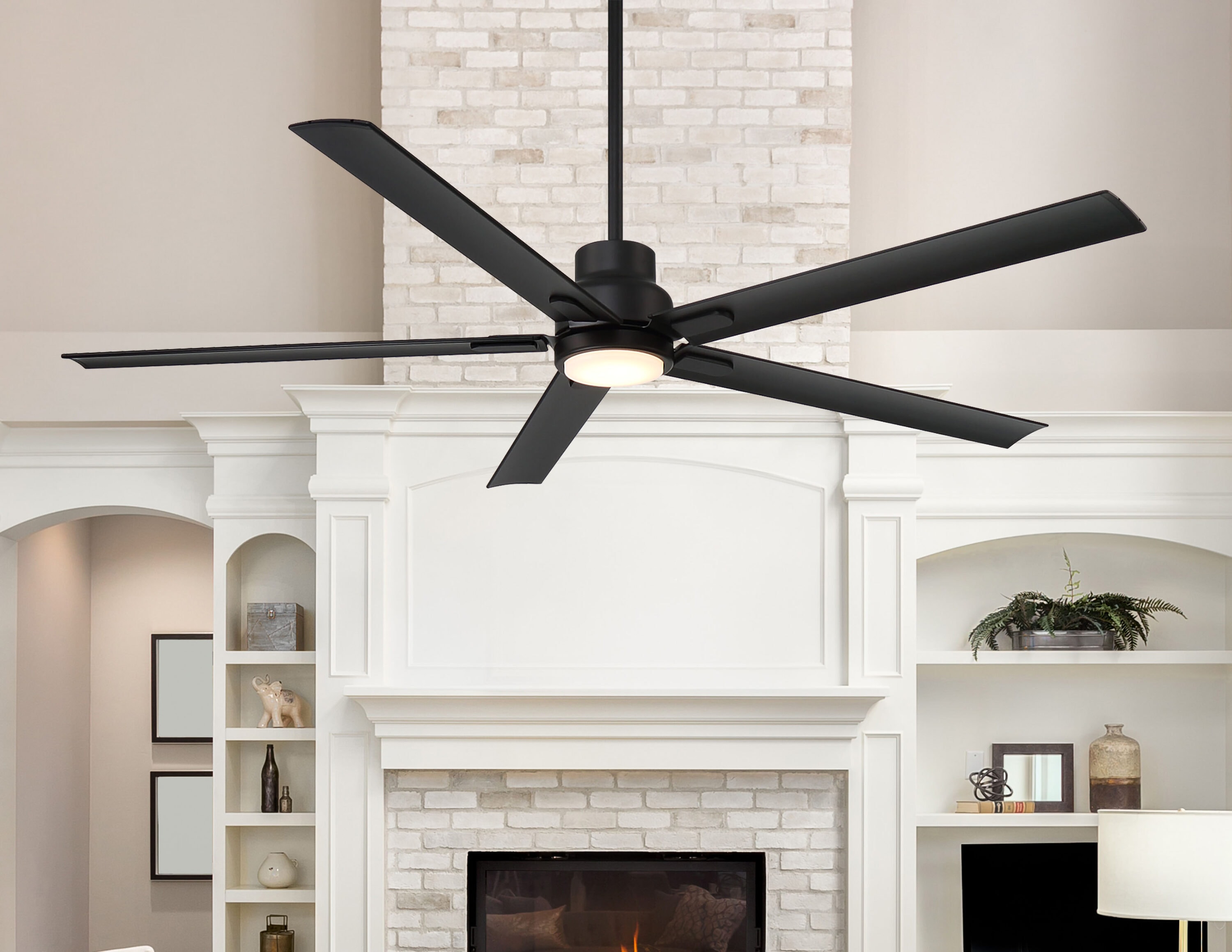 Harbor Breeze Cando 96-in Color-Changing Integrated LED Outdoor Matte Black with Matte Black Blades Ceiling Fan With Light - Remote Included ( 5 -Blade )