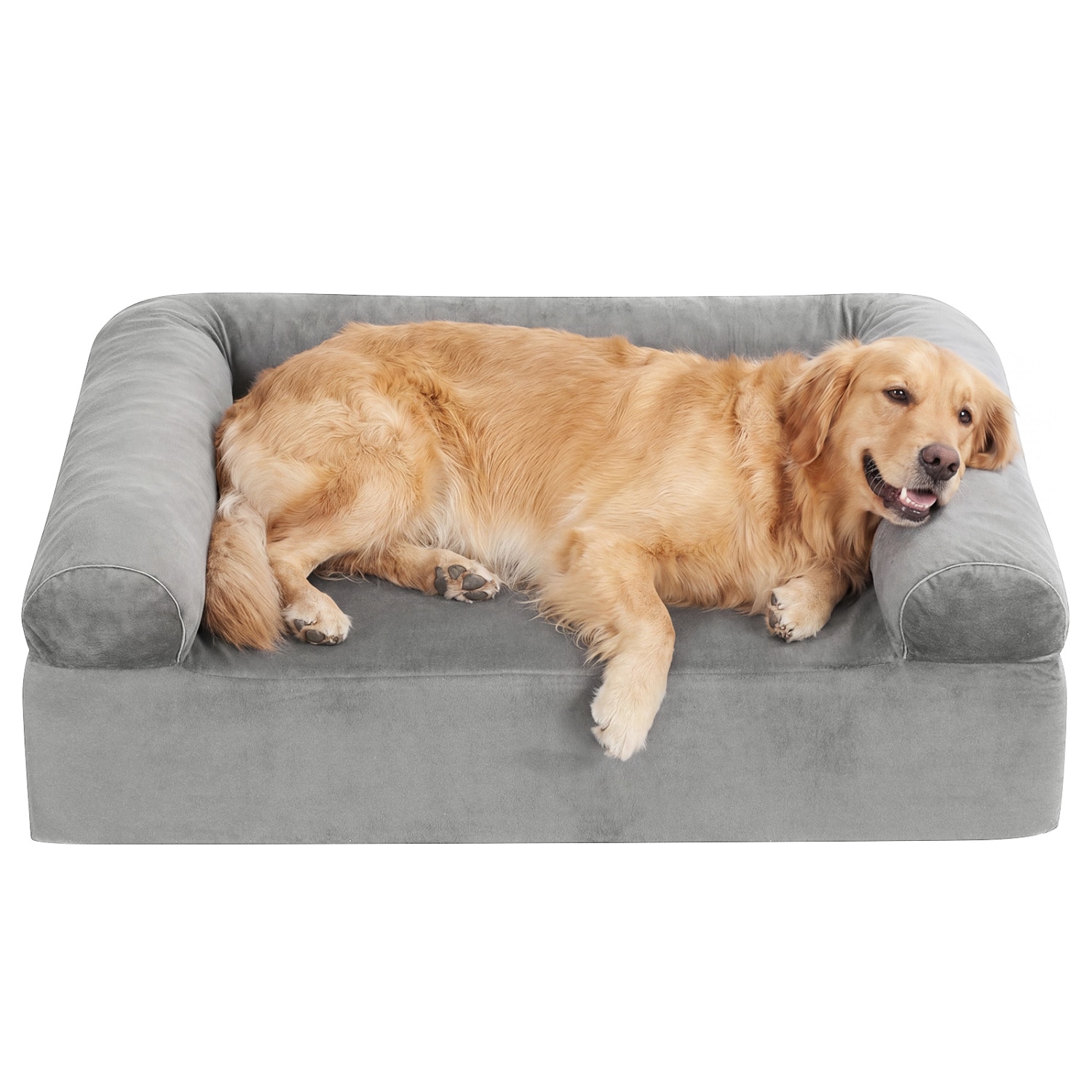 SUGIFT - Cooling Gel Memory Foam Dog Bed in Light Gray for Medium Dogs with a Machine Washable Co...