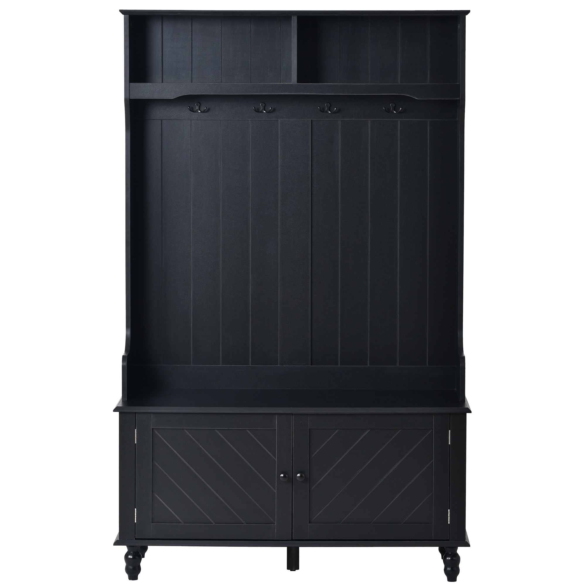 Flynama L-311920AAB Modern 40.1-in Black Wood Hall Tree