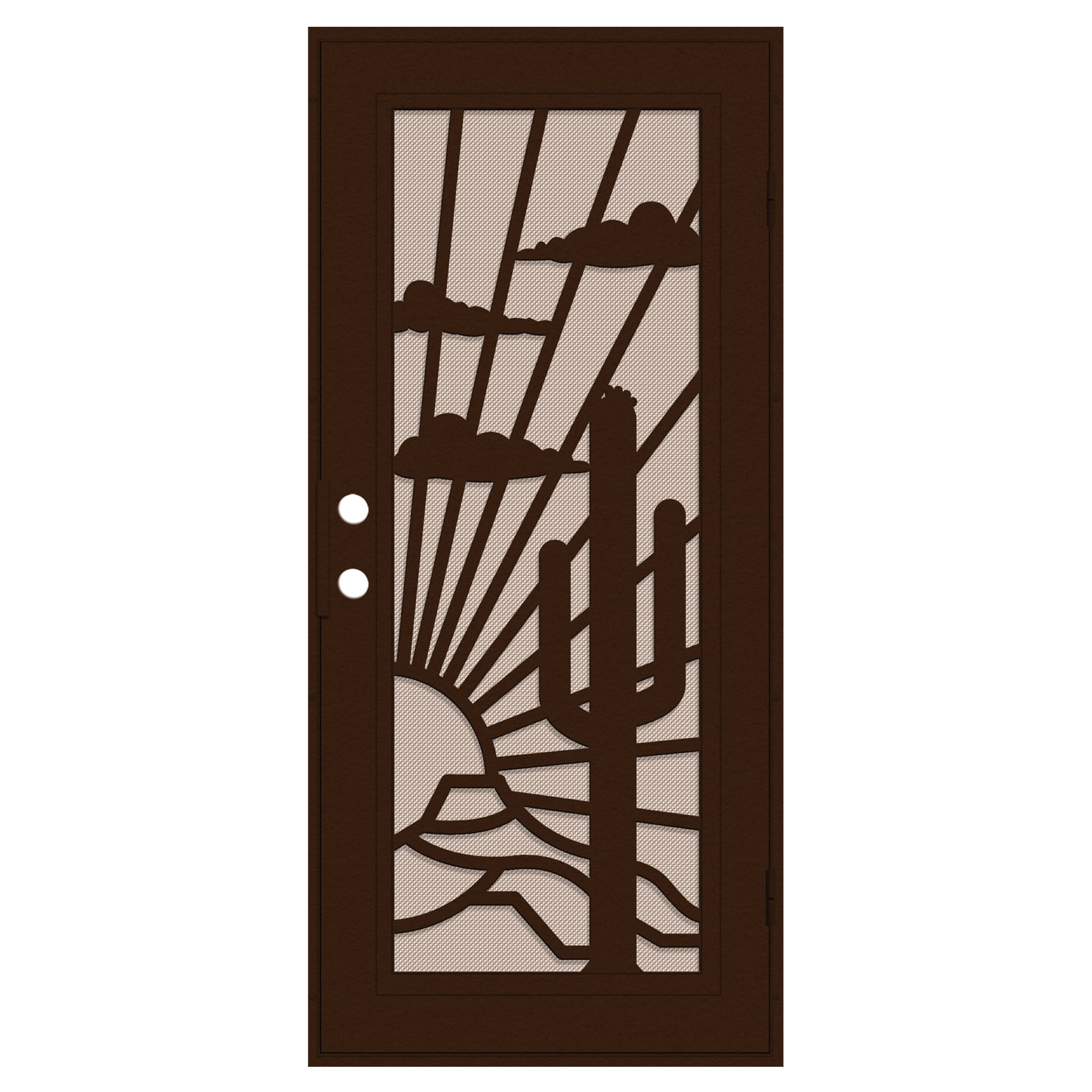 TITAN 3S2075EL1CPP7A Premium Aluminum Security Door 36-in x 80-in White Aluminum Surface mount Left-hand outswing Security Door with Desert Sand Screen and Double bore