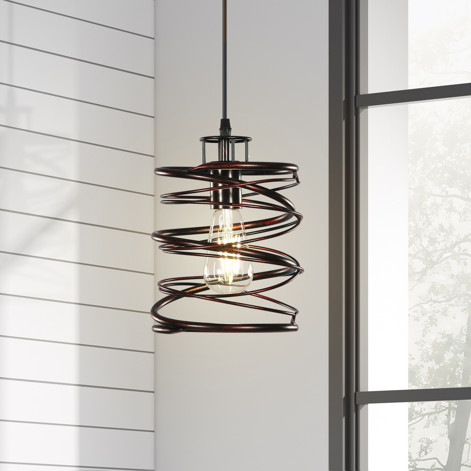 Tribesigns Lavie Antique Bronze Rustic Drum Mini Pendant Light in the ...