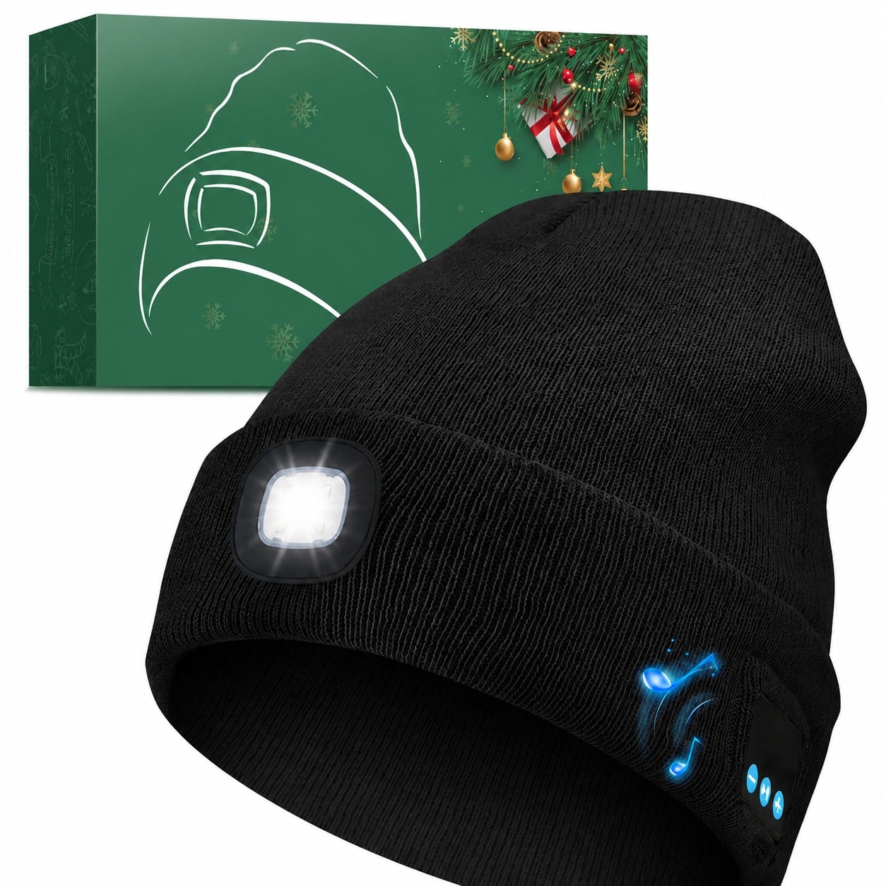 SenQWFa  Bluetooth Beanie with Light USB renewable power LED Headlamp Winter Hat for Men Women durable home and garden accessory